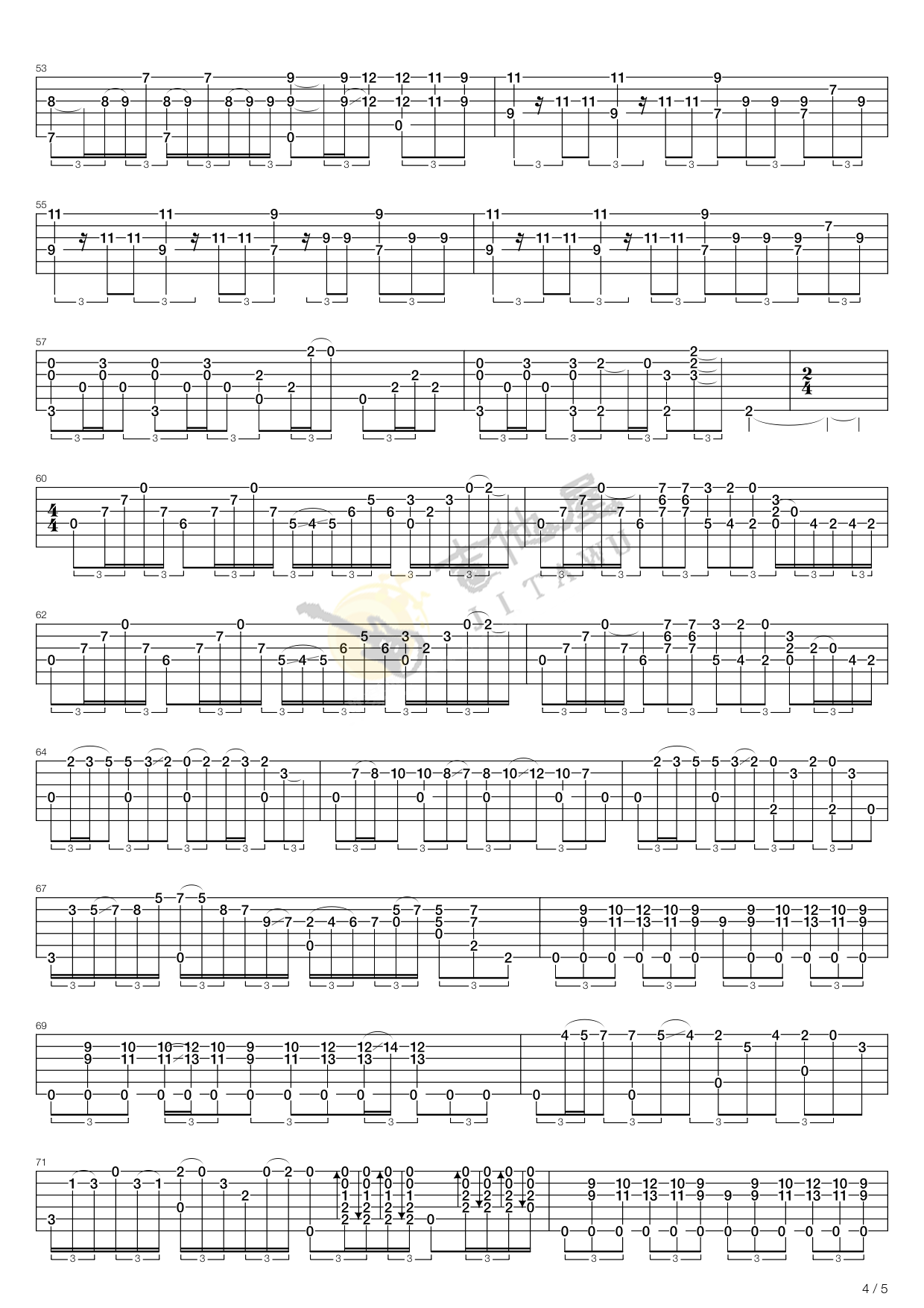 左岸印象指弹吉他谱4-董运昌