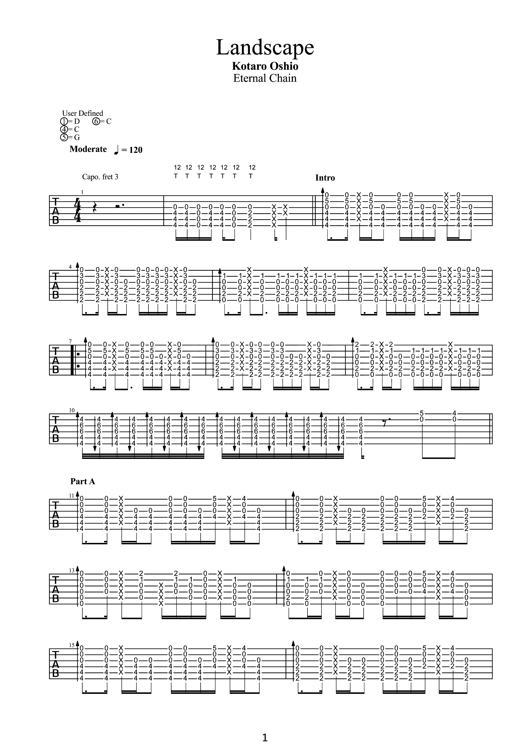Landscape指弹吉他谱1-押尾桑