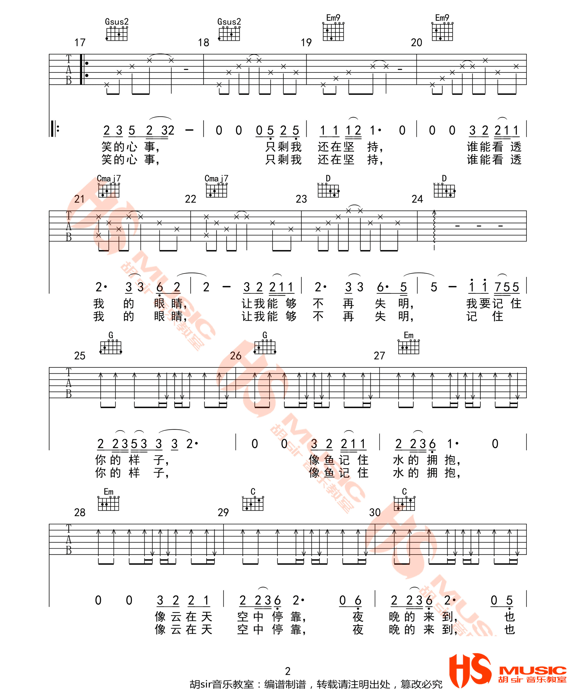 像鱼吉他谱预览图
