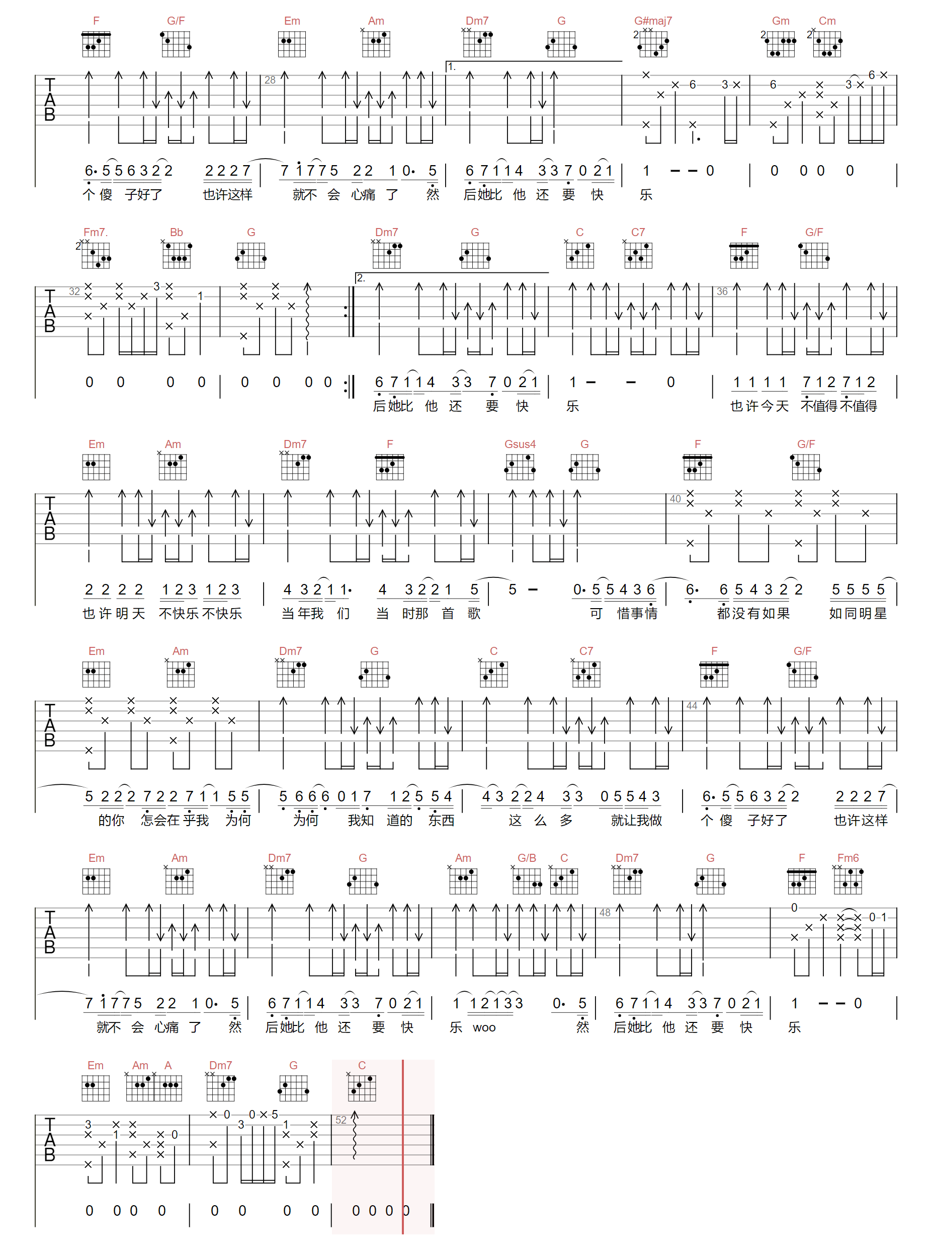 一个傻子吉他谱预览图
