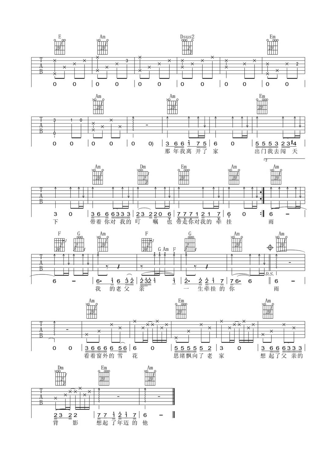 老父亲吉他谱预览图