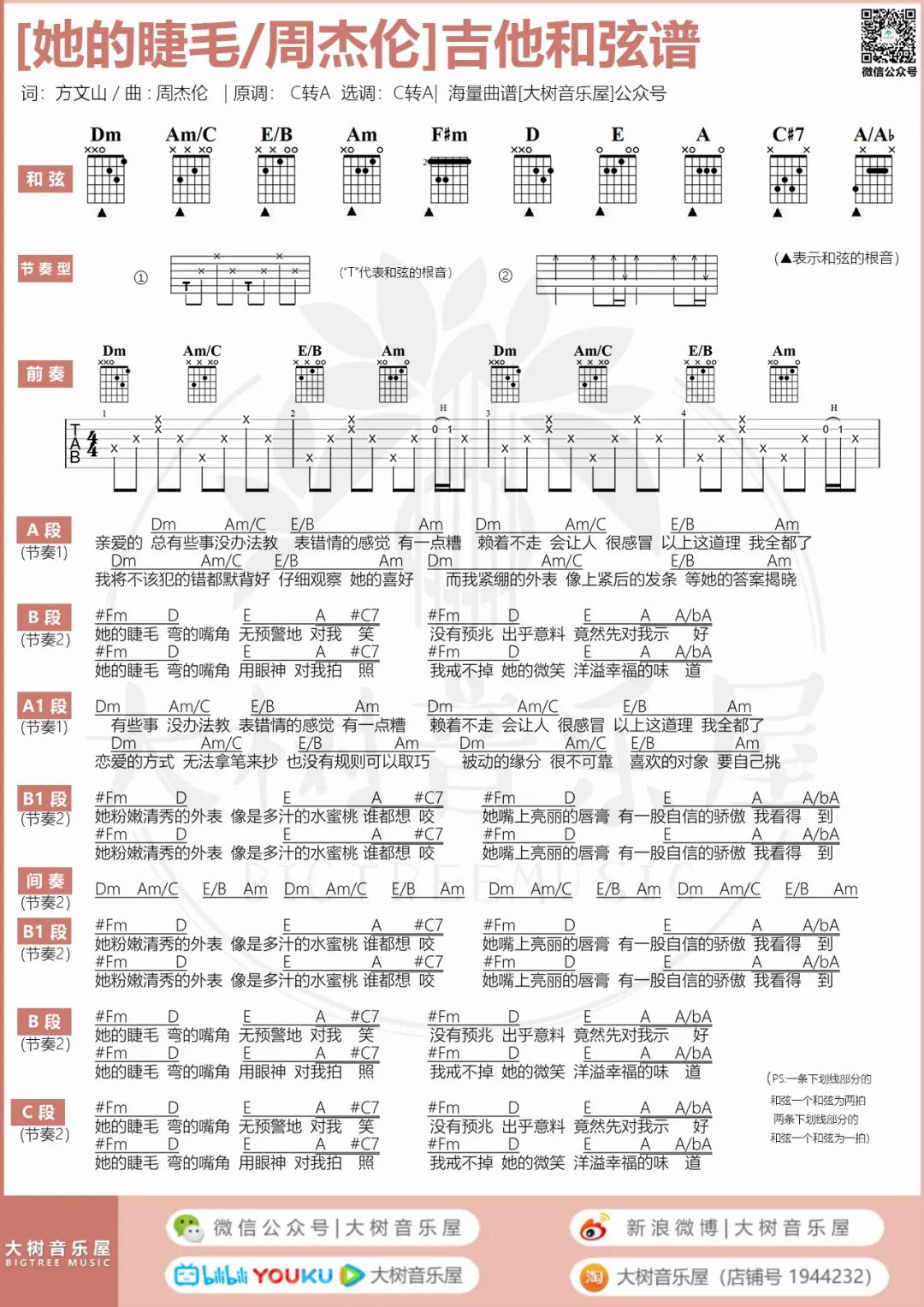 她的睫毛吉他谱预览图