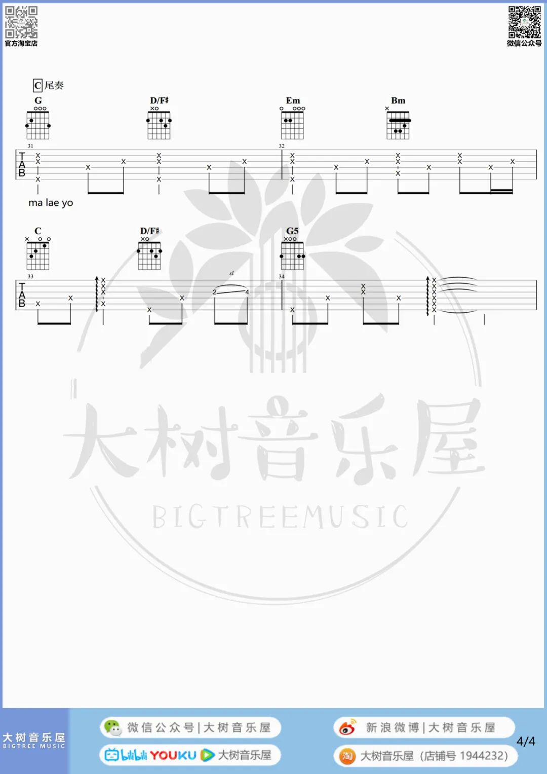 你不要担心吉他谱预览图