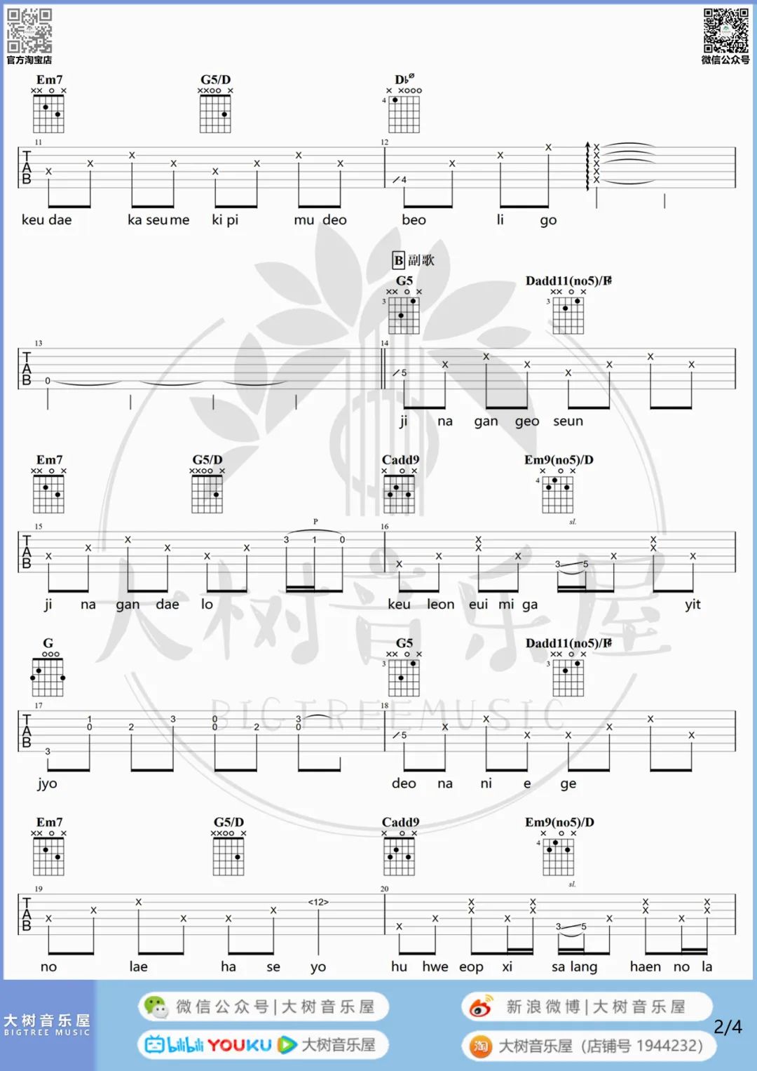 你不要担心吉他谱预览图