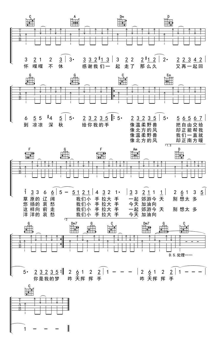 小手拉大手吉他谱预览图