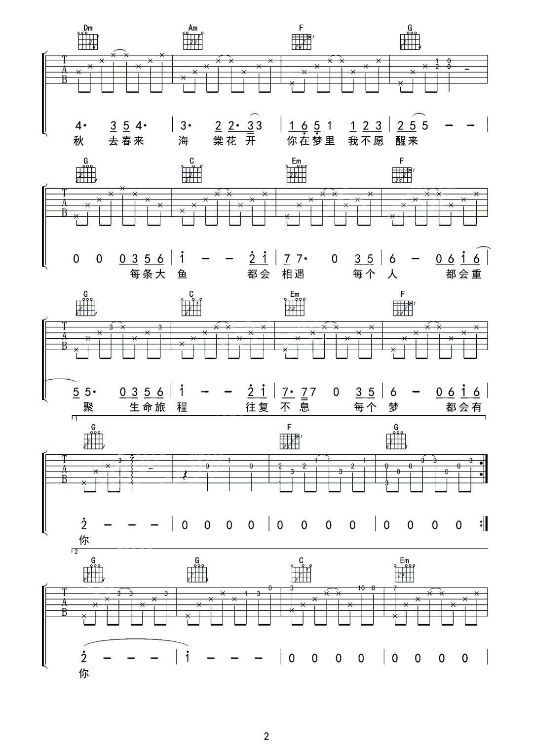 在这个世界相遇吉他谱预览图