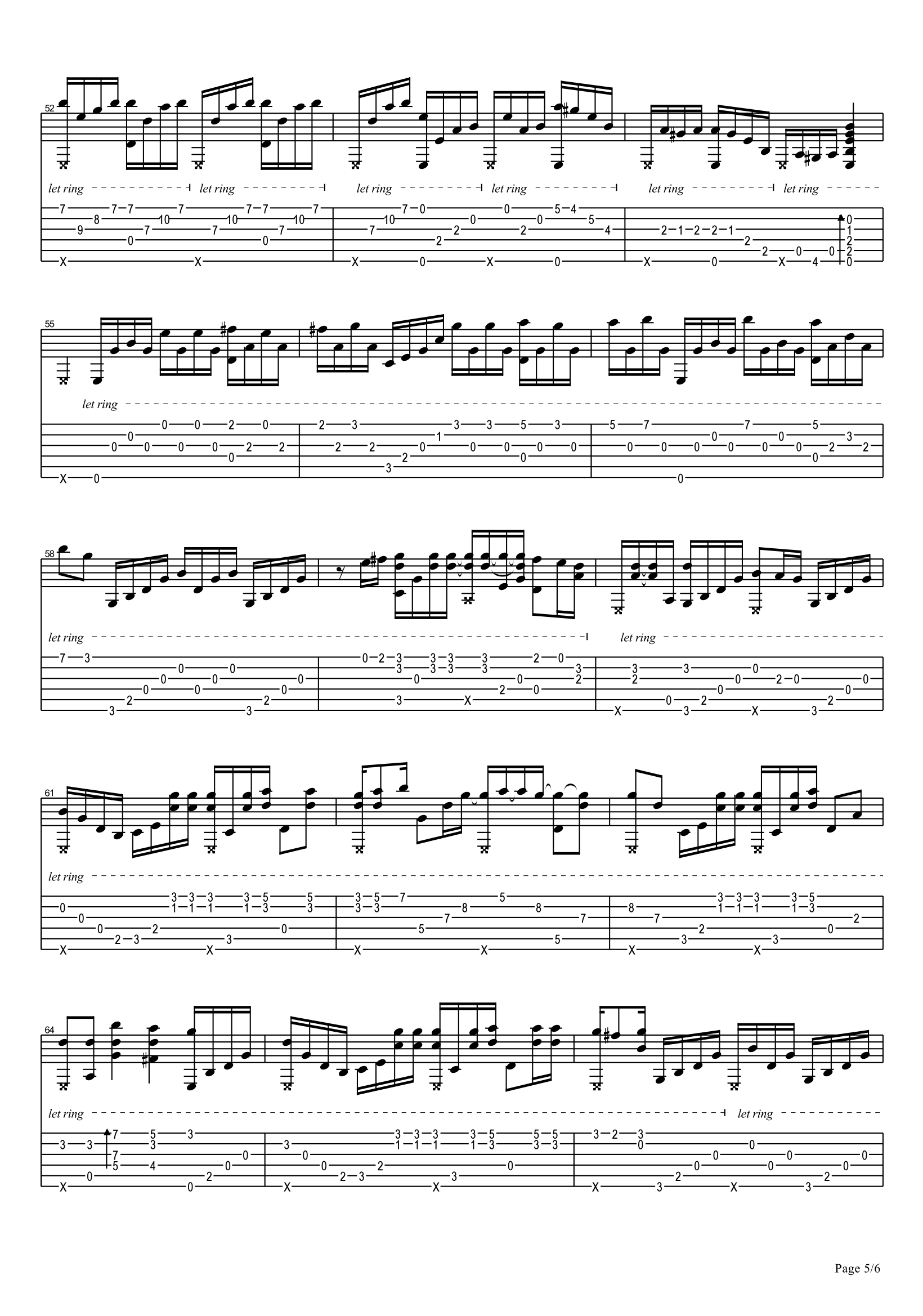 海阔天空指弹吉他谱预览图