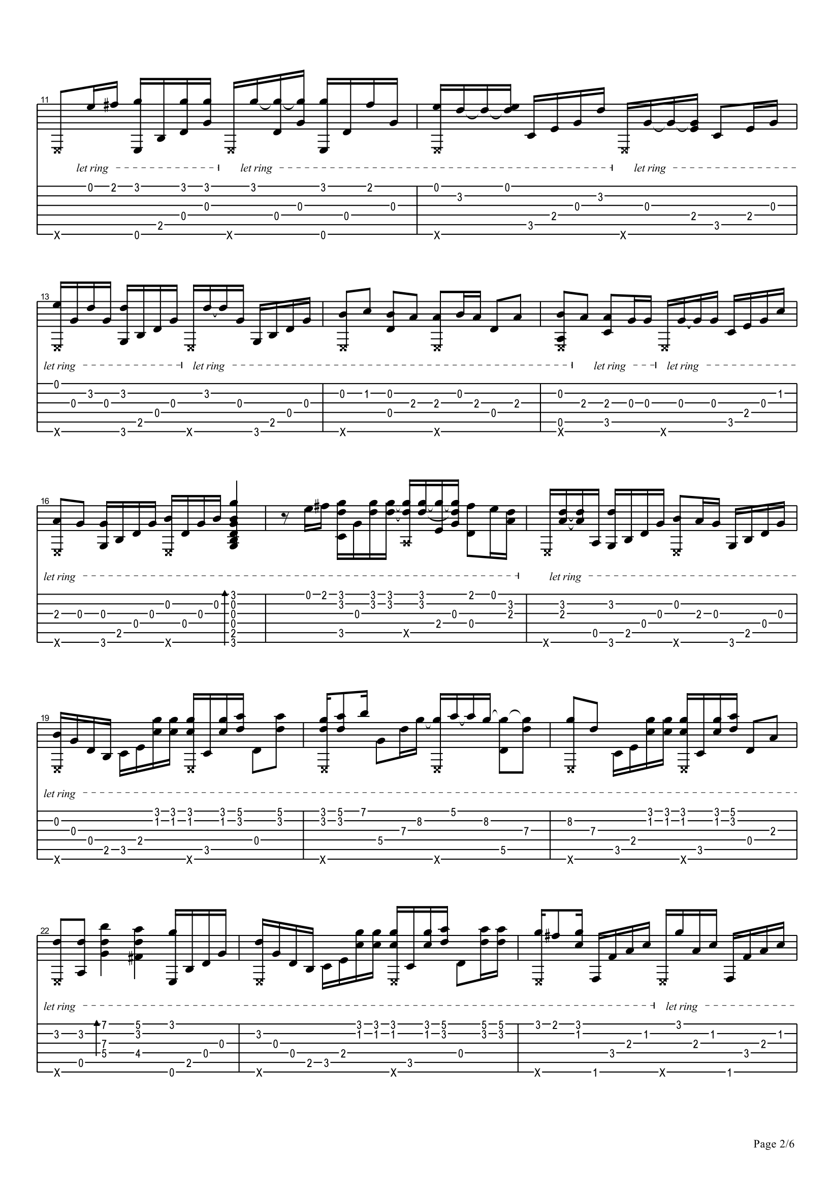 海阔天空指弹吉他谱预览图