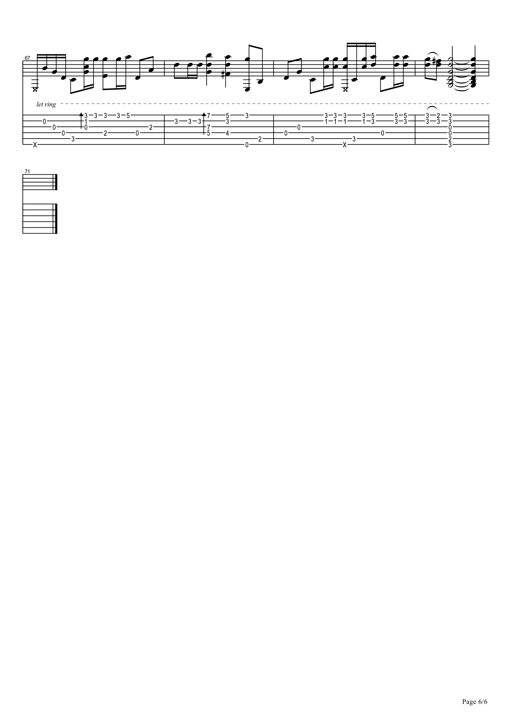 海阔天空指弹吉他谱预览图