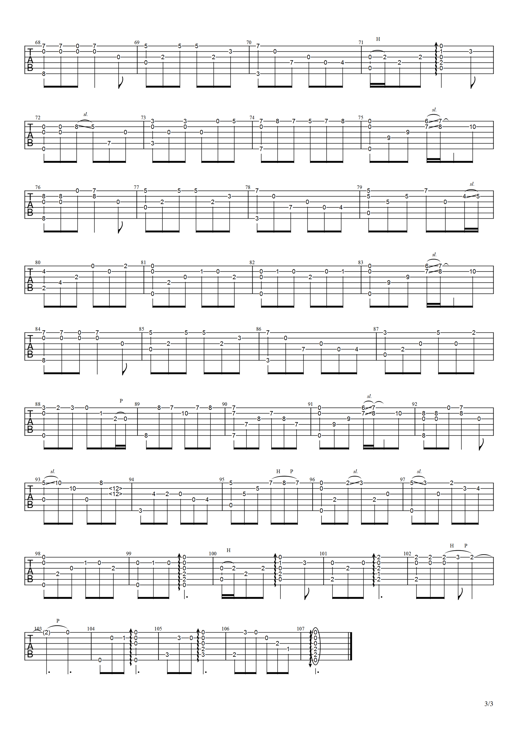 深夜一角指弹吉他谱预览图