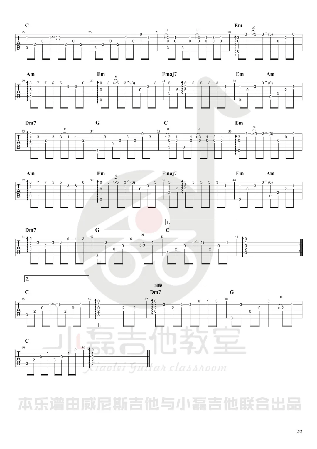 一次就好指弹吉他谱预览图