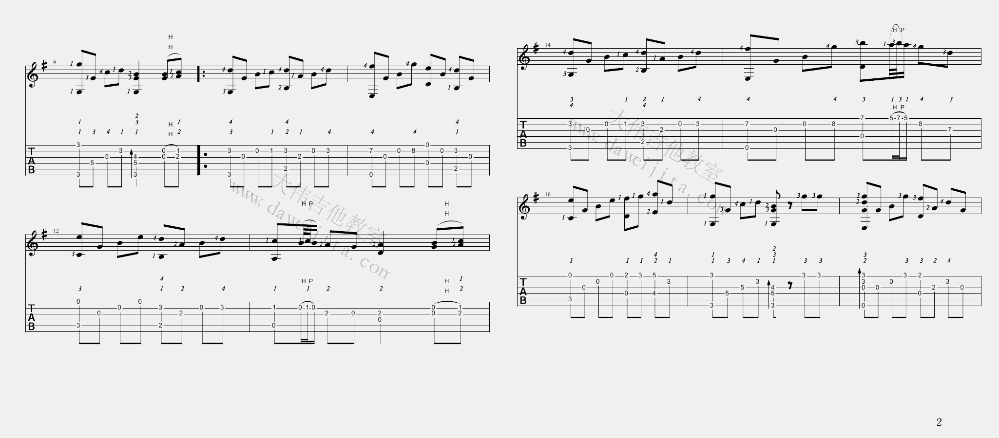 花指弹吉他谱预览图