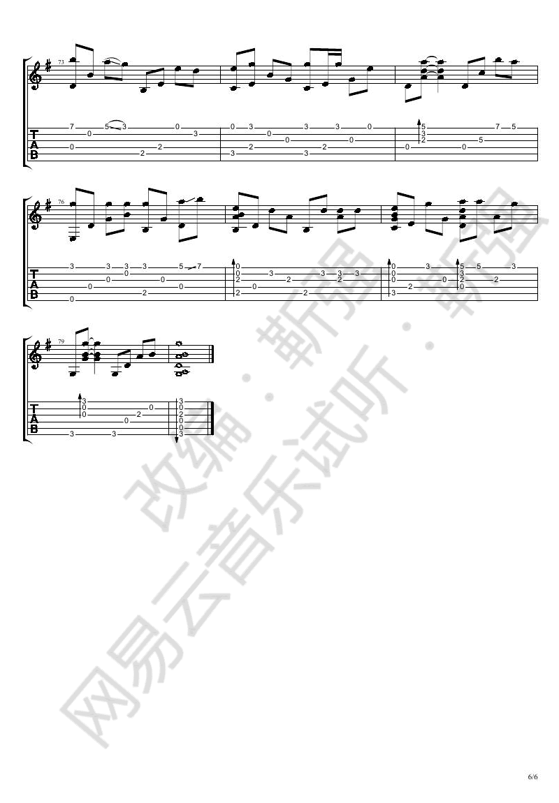 离别的车站指弹吉他谱预览图