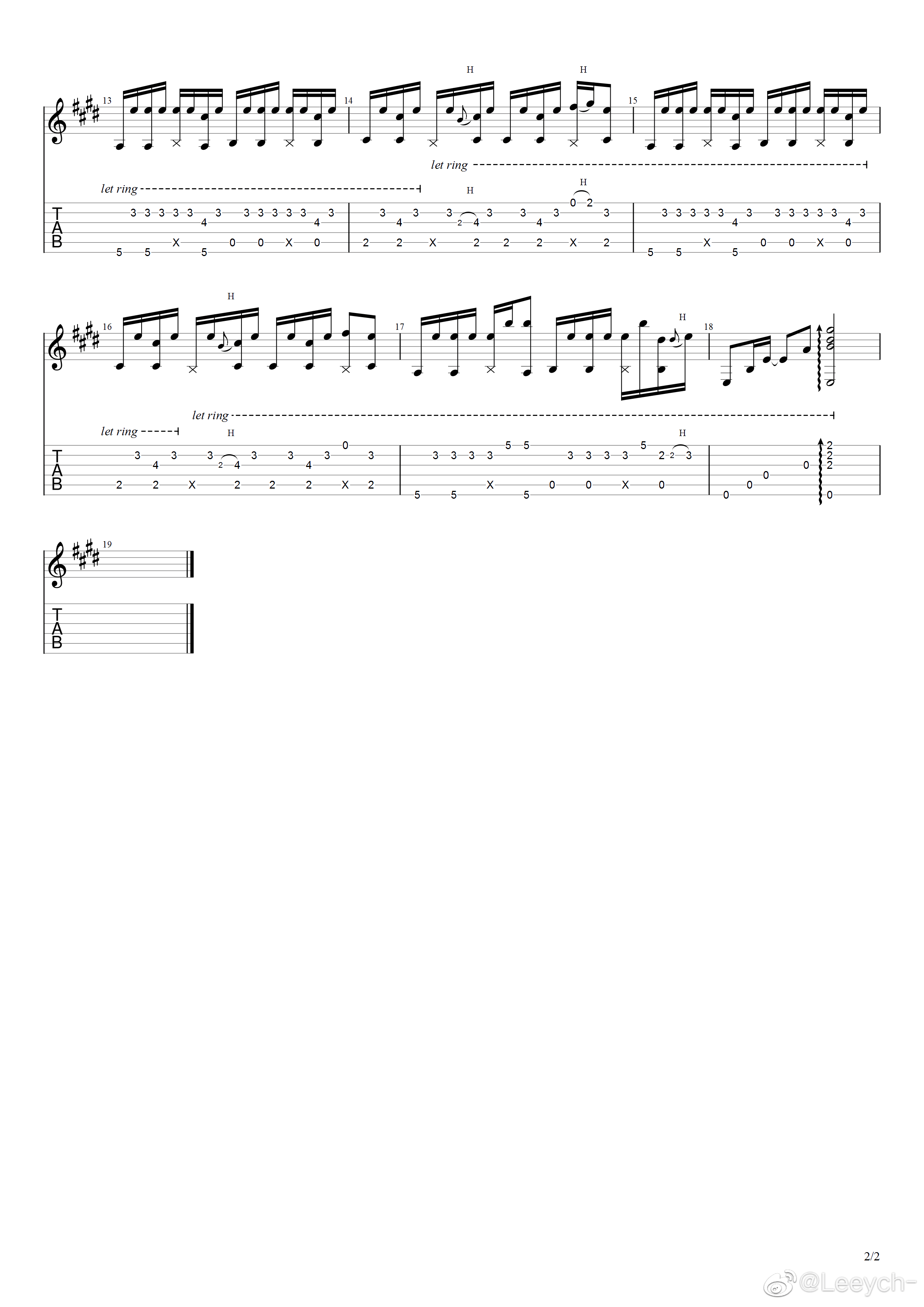 夏天的风指弹吉他谱预览图