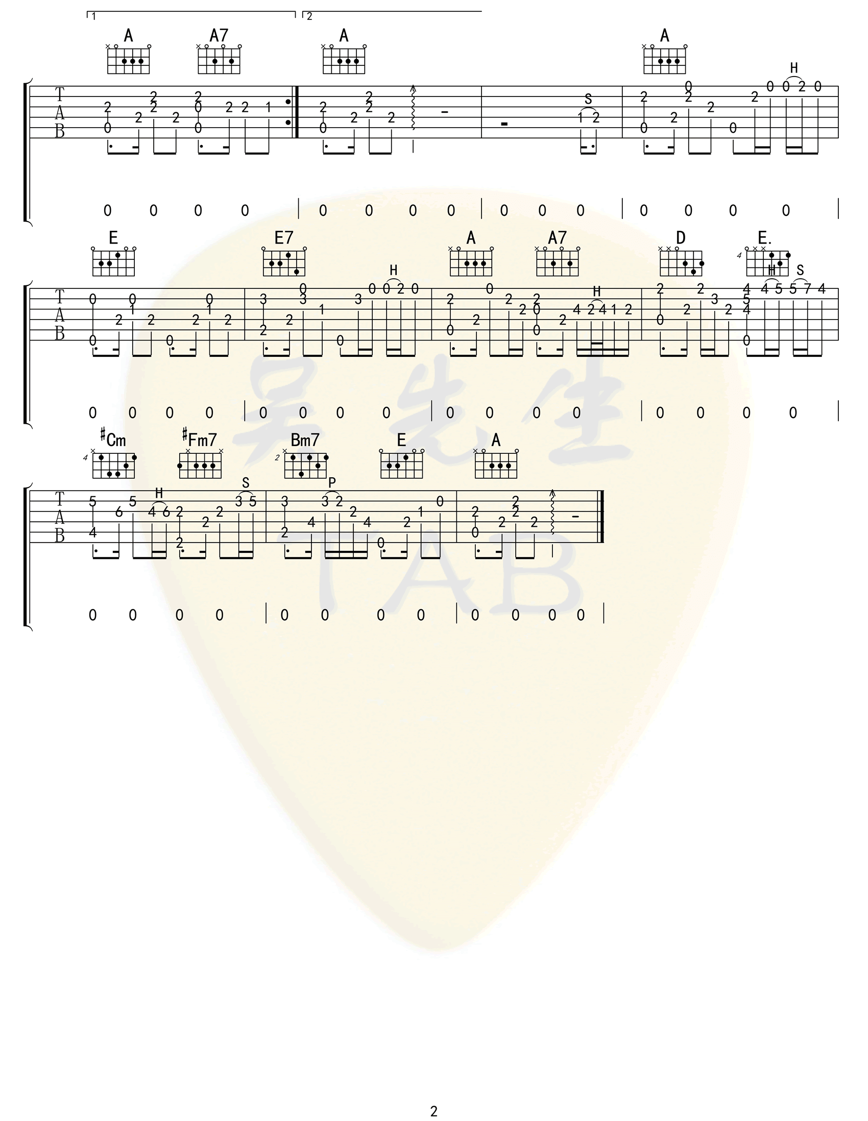 我要你指弹吉他谱预览图