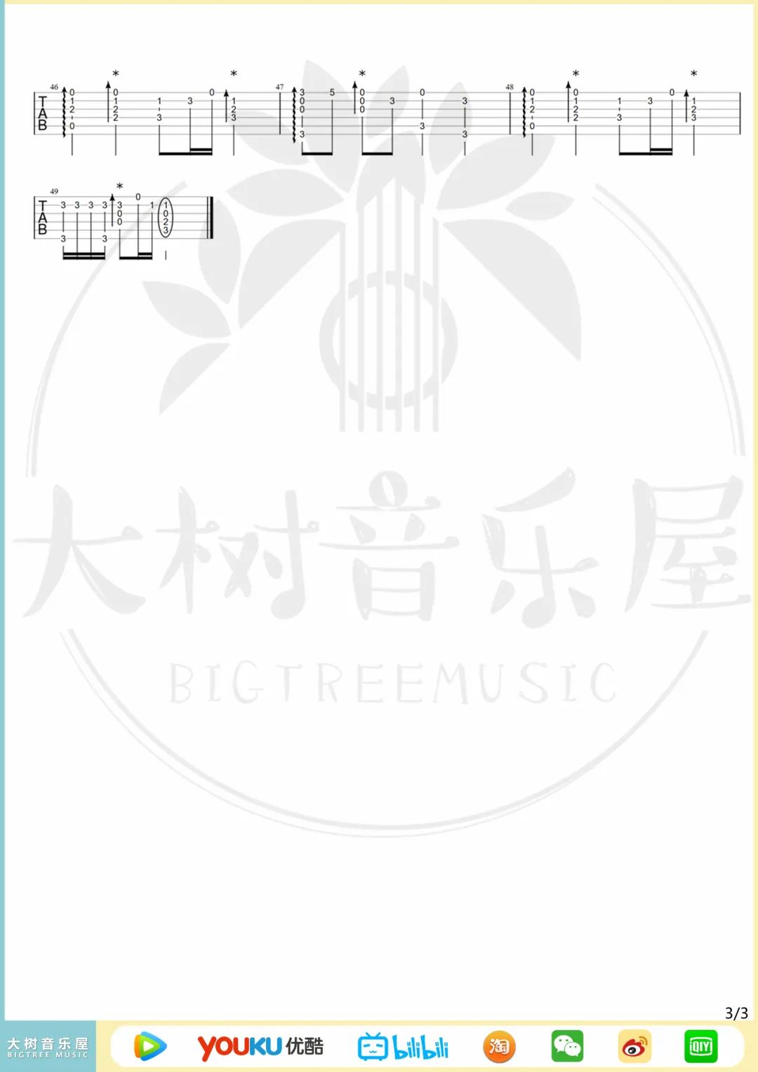 欧若拉指弹吉他谱预览图