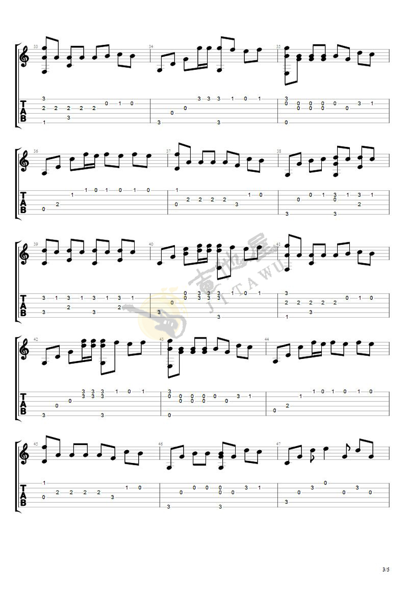 演员指弹吉他谱预览图