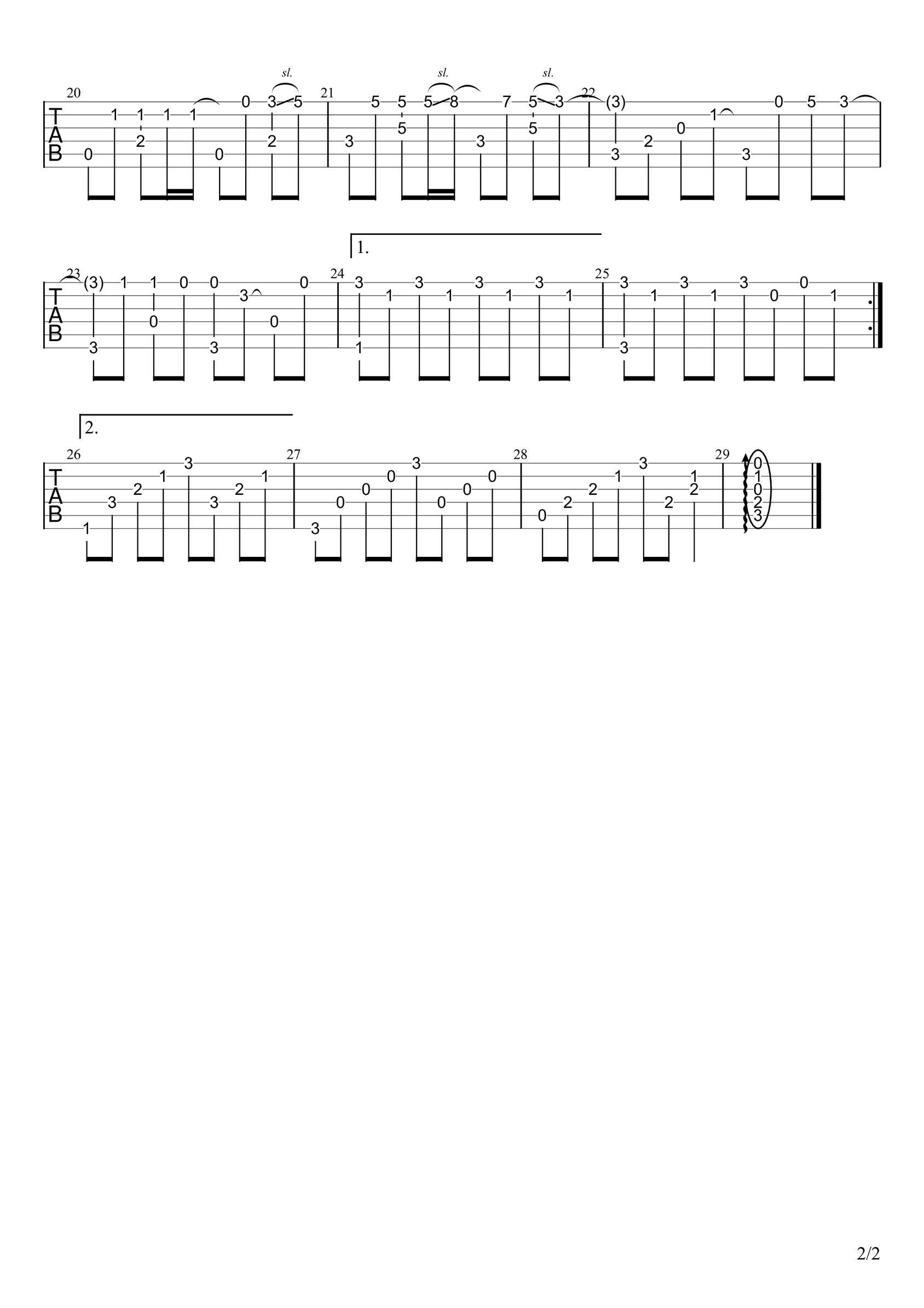 星辰大海指弹吉他谱预览图