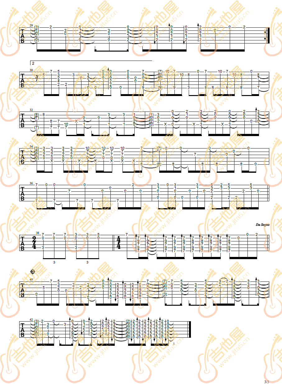 青鸟指弹吉他谱预览图