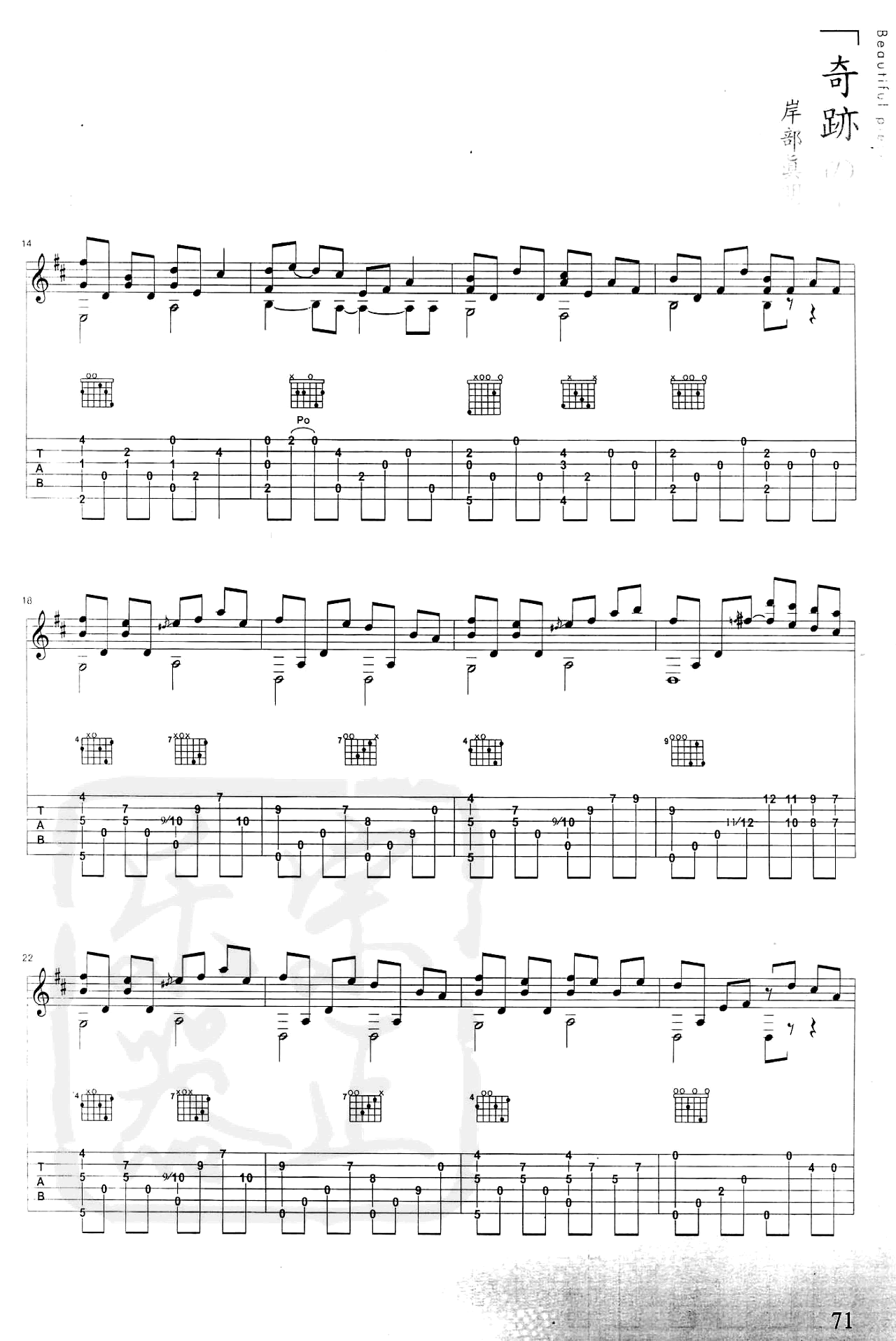 奇迹的山指弹吉他谱预览图