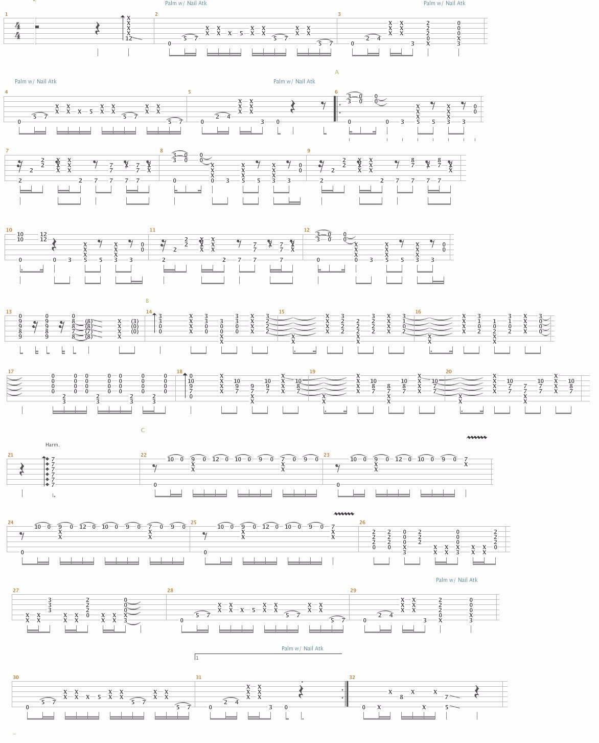 Fight指弹吉他谱预览图