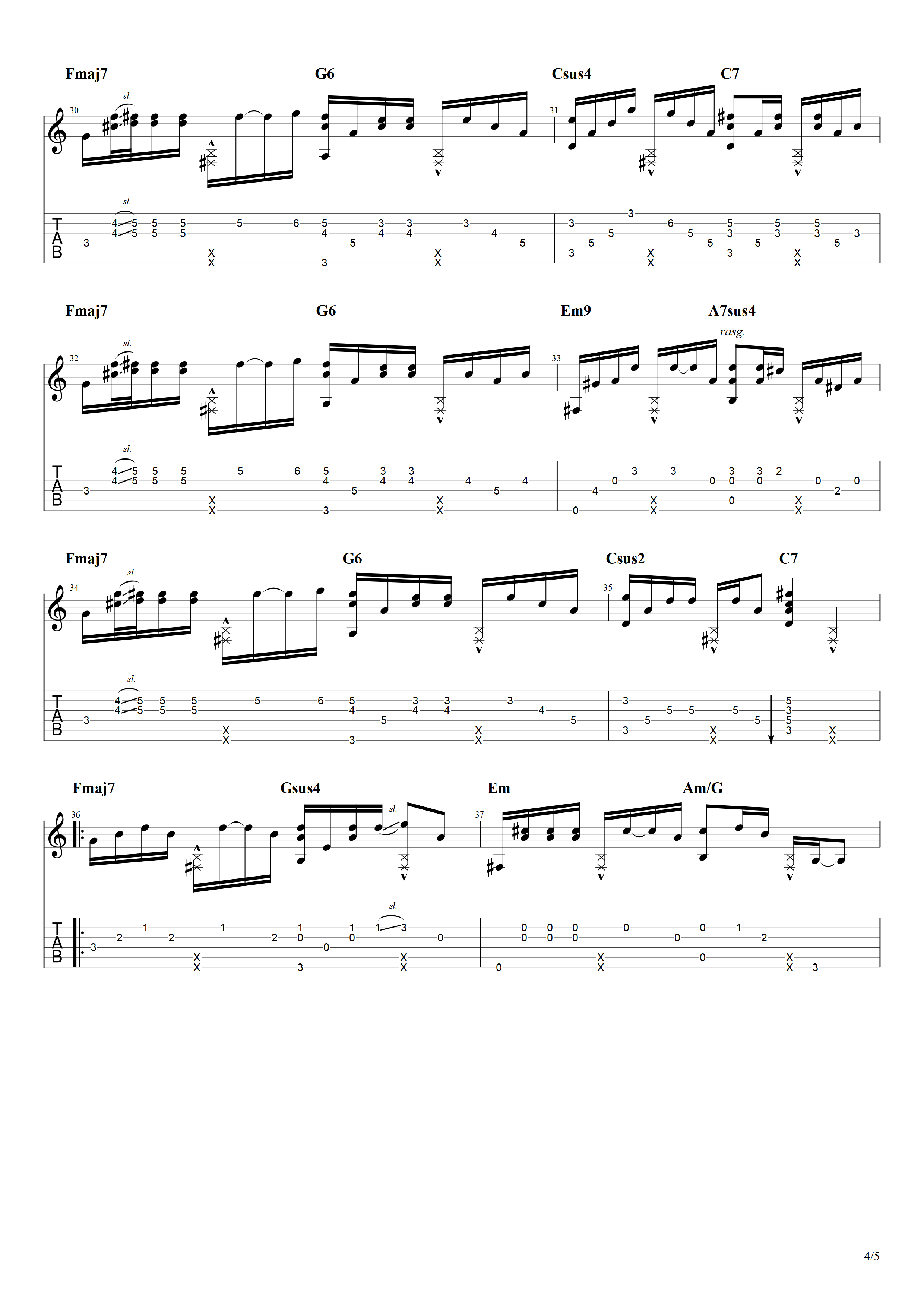 奇妙能力歌指弹吉他谱预览图