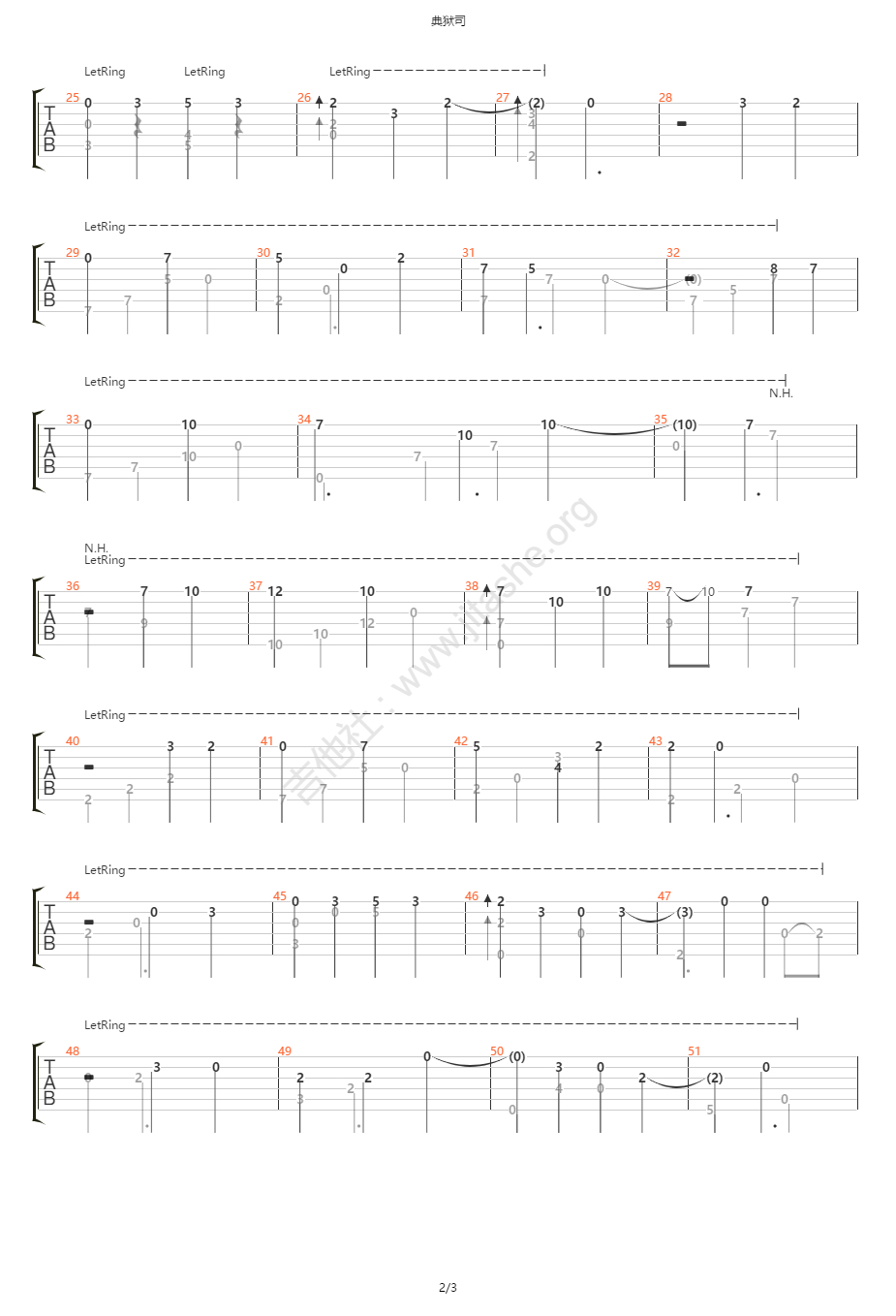 典狱司指弹吉他谱预览图