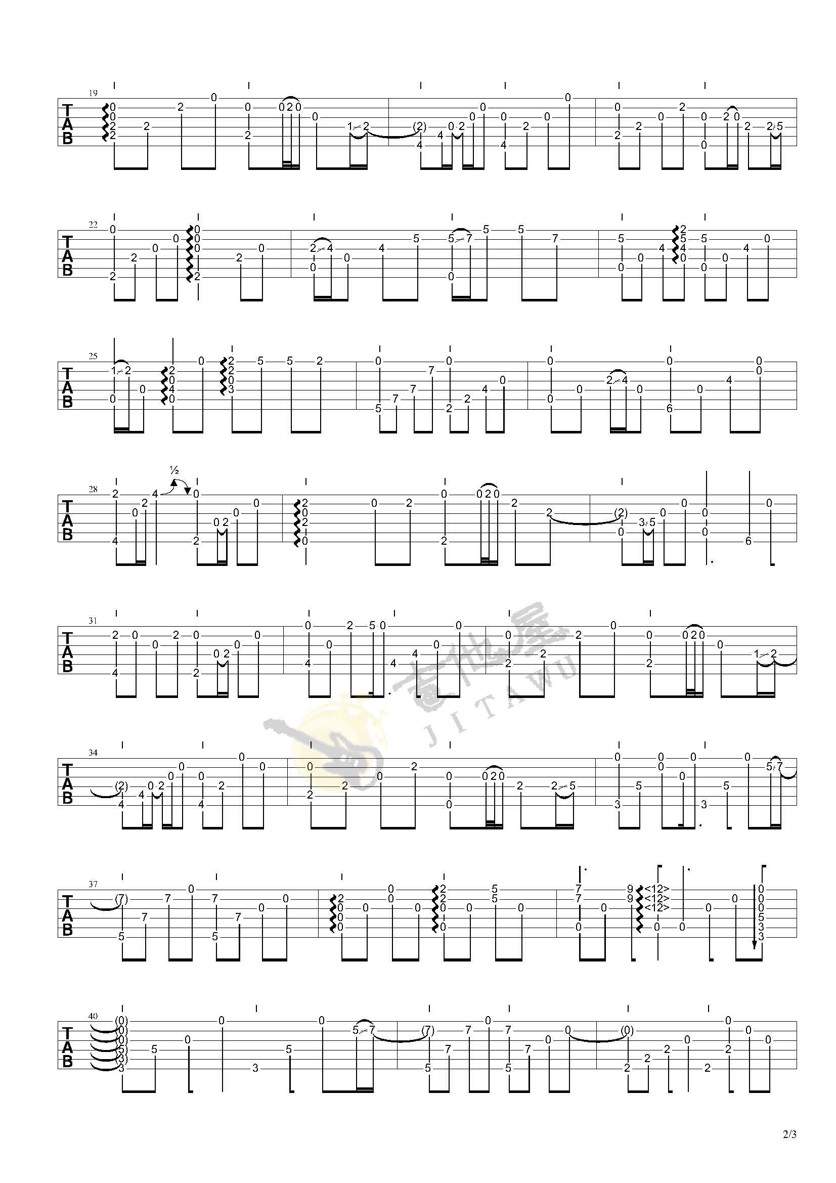 茉莉花指弹吉他谱预览图
