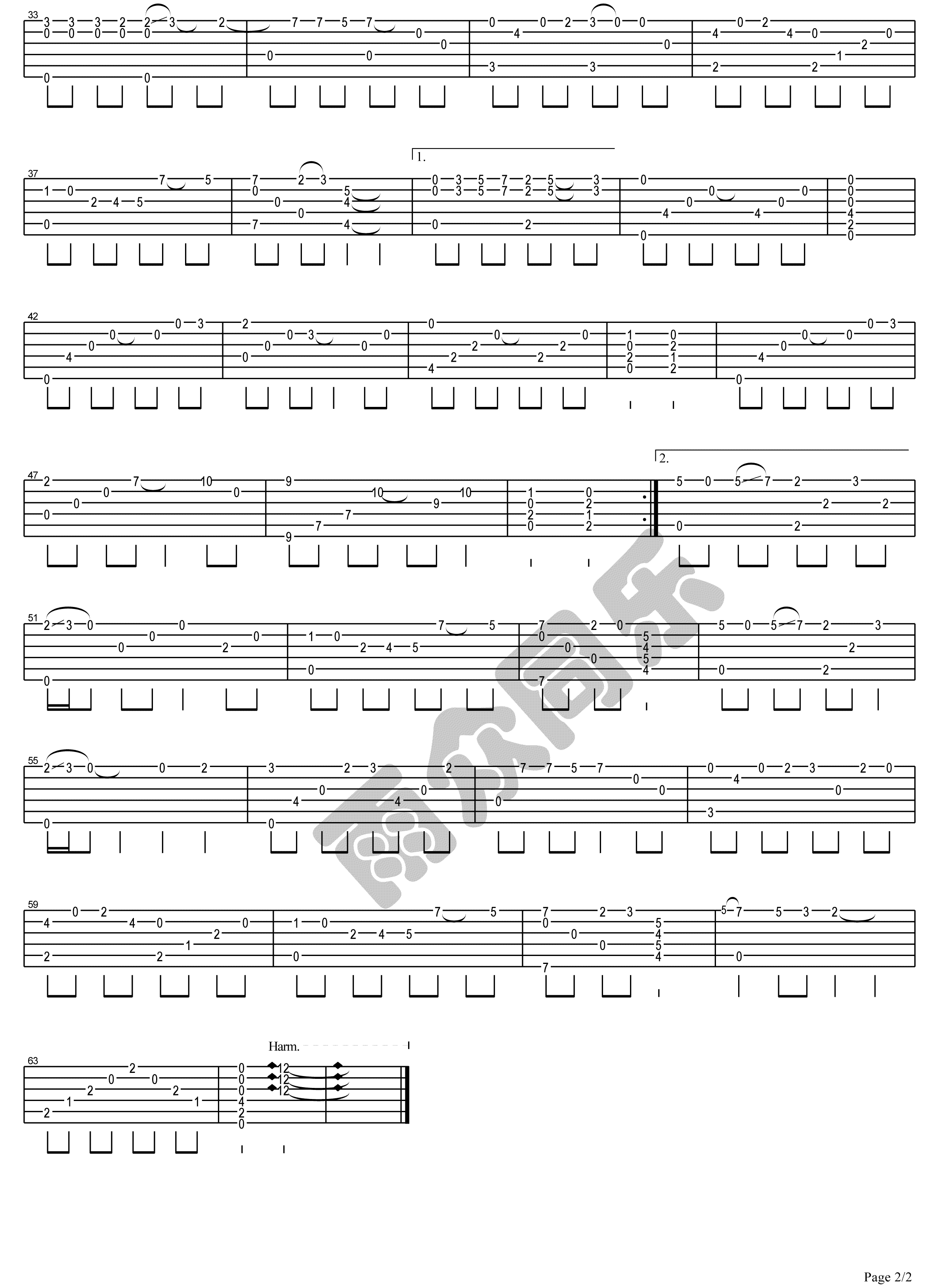 消愁指弹吉他谱预览图