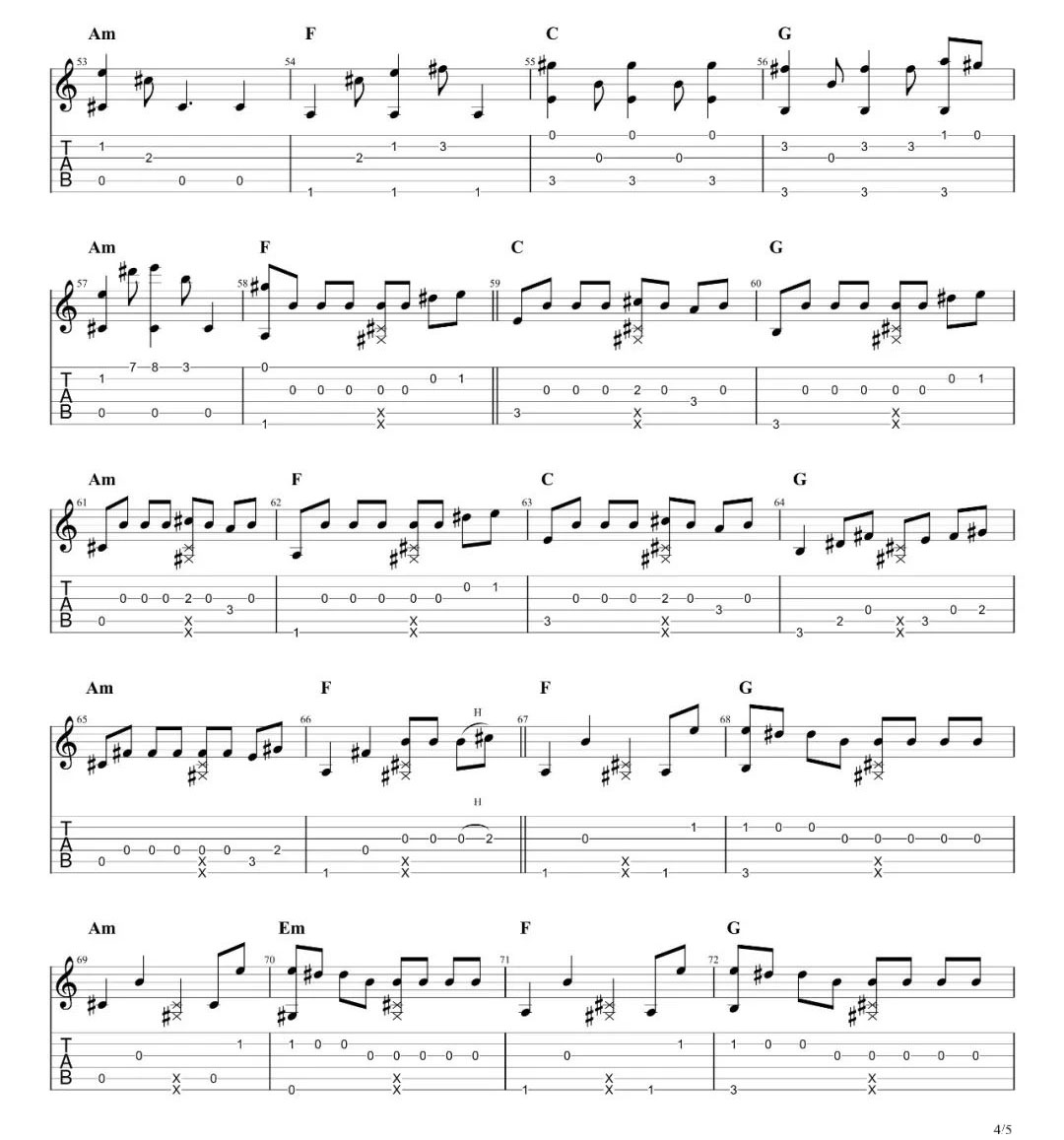 On-My-Way指弹吉他谱预览图