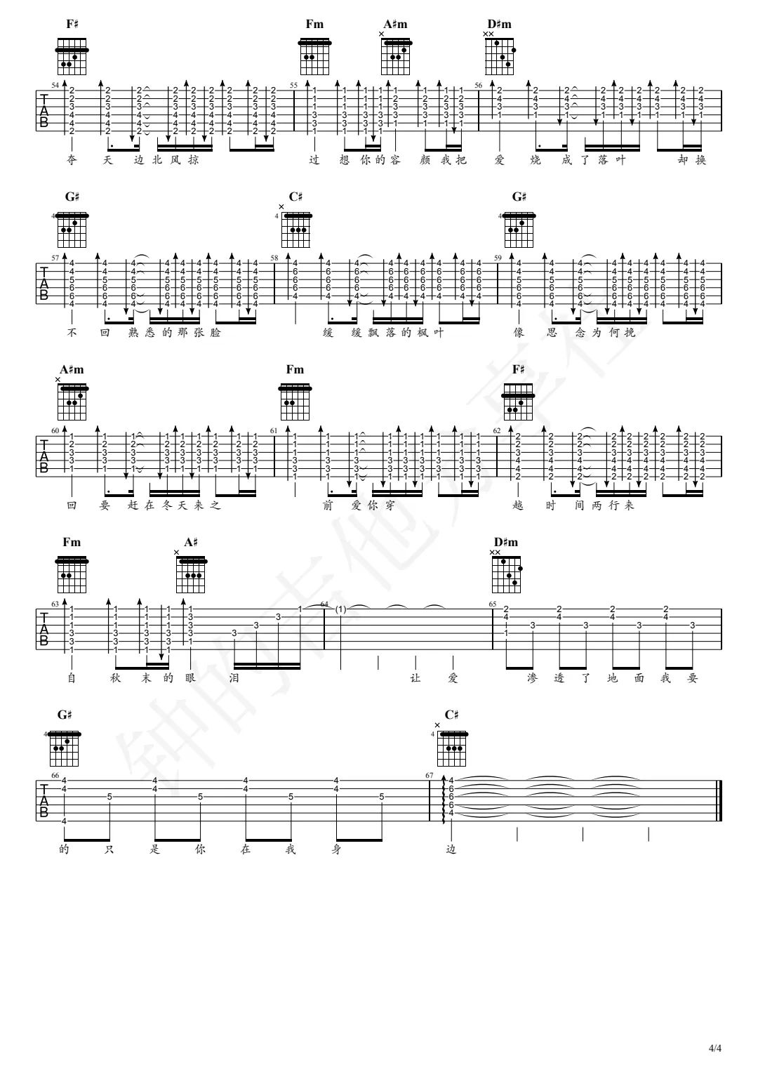 枫指弹吉他谱预览图