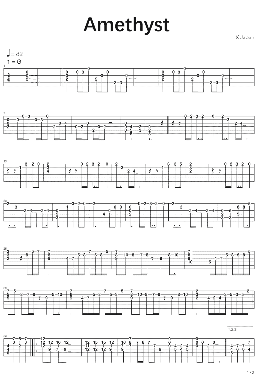 Amethyst指弹吉他谱预览图