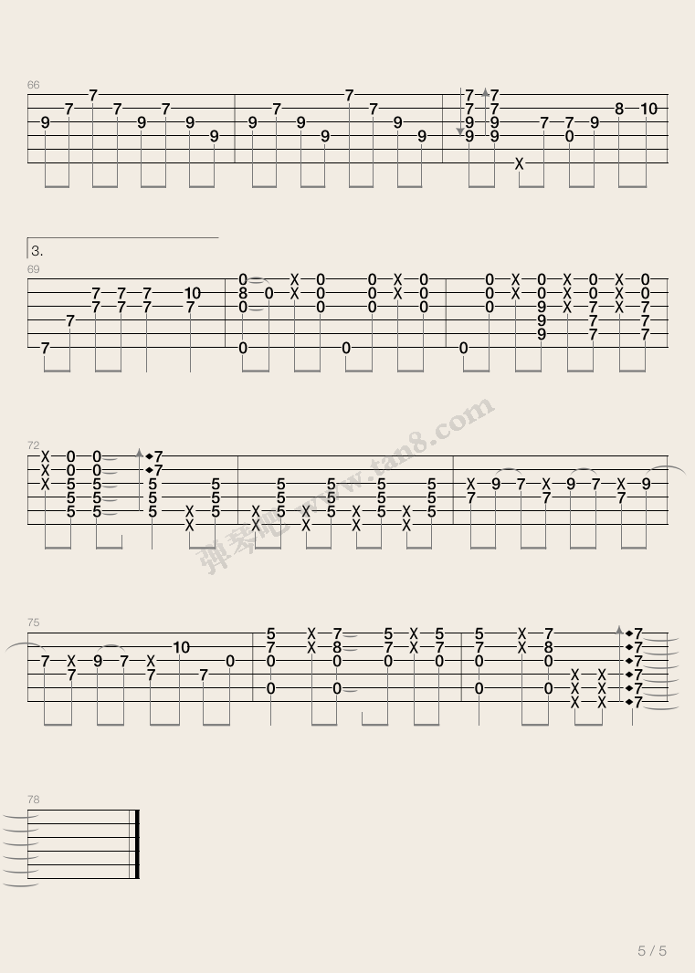 好想大声说喜欢你指弹吉他谱预览图