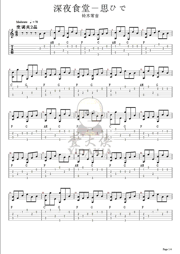 思ひで指弹吉他谱预览图