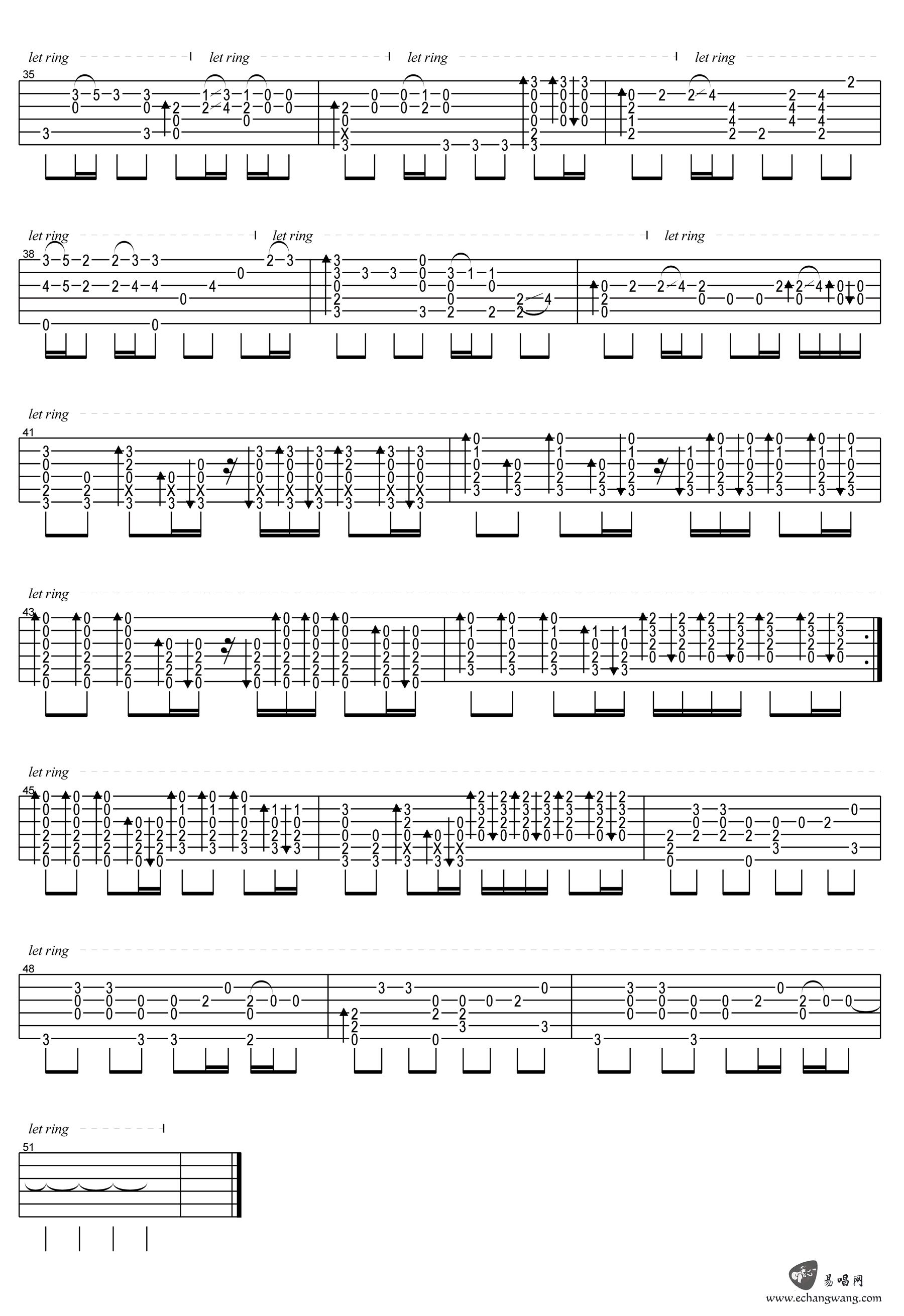 晴天指弹吉他谱预览图