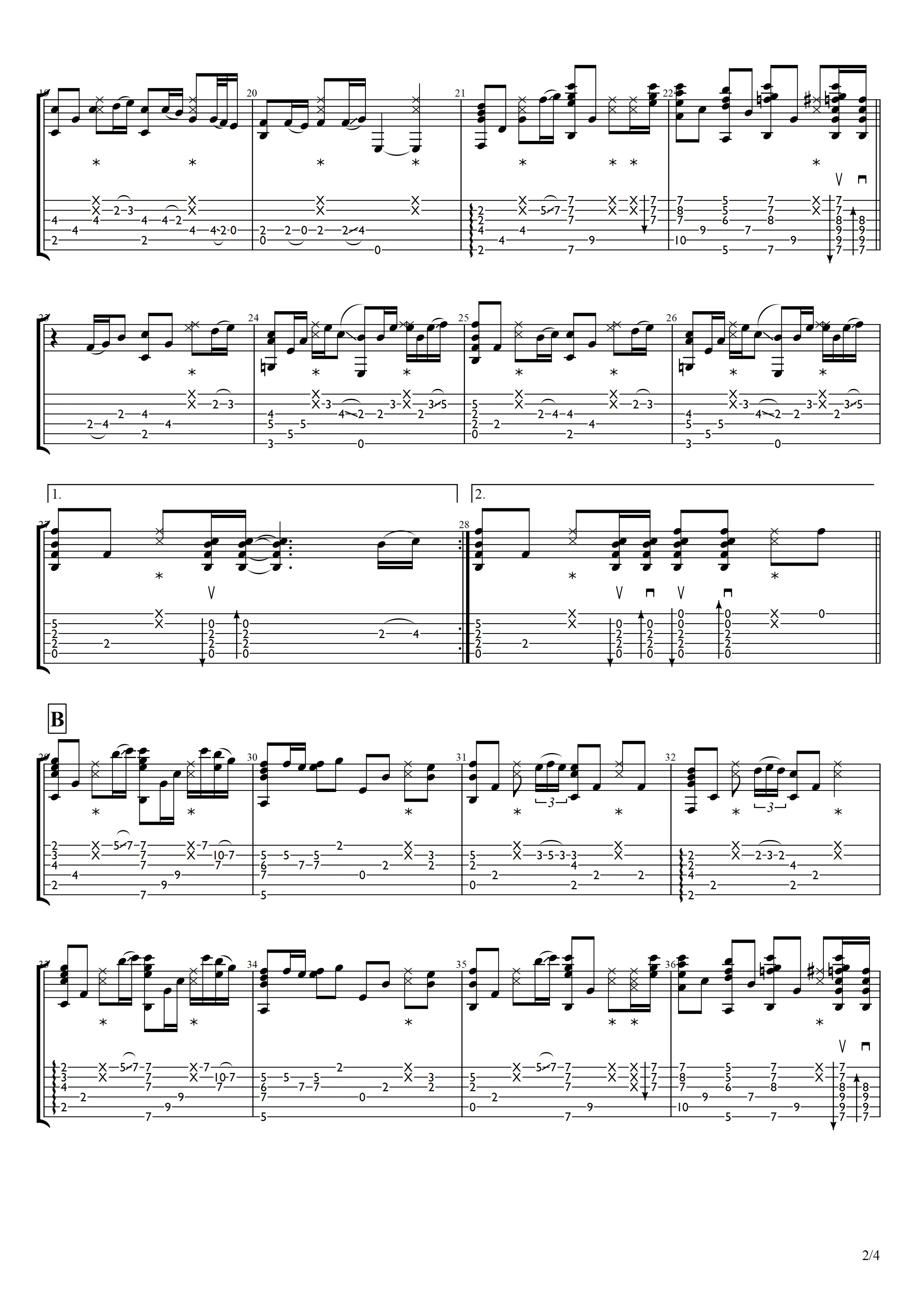 鲁迅先生指弹吉他谱预览图