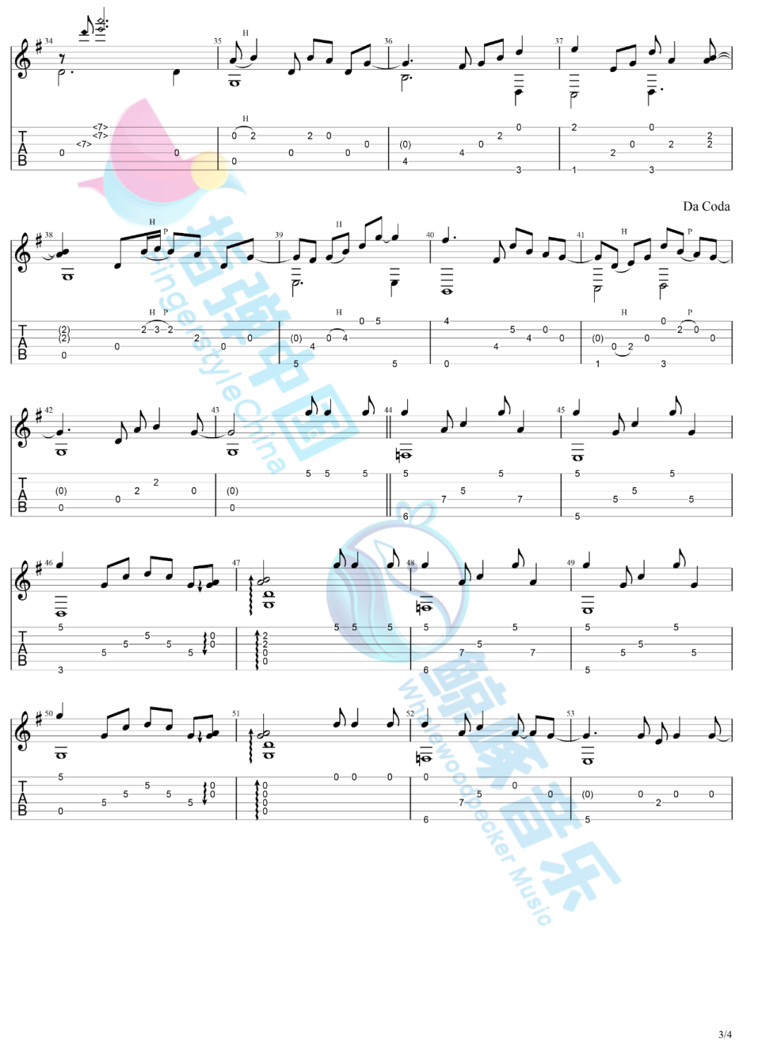 Clarence指弹吉他谱预览图