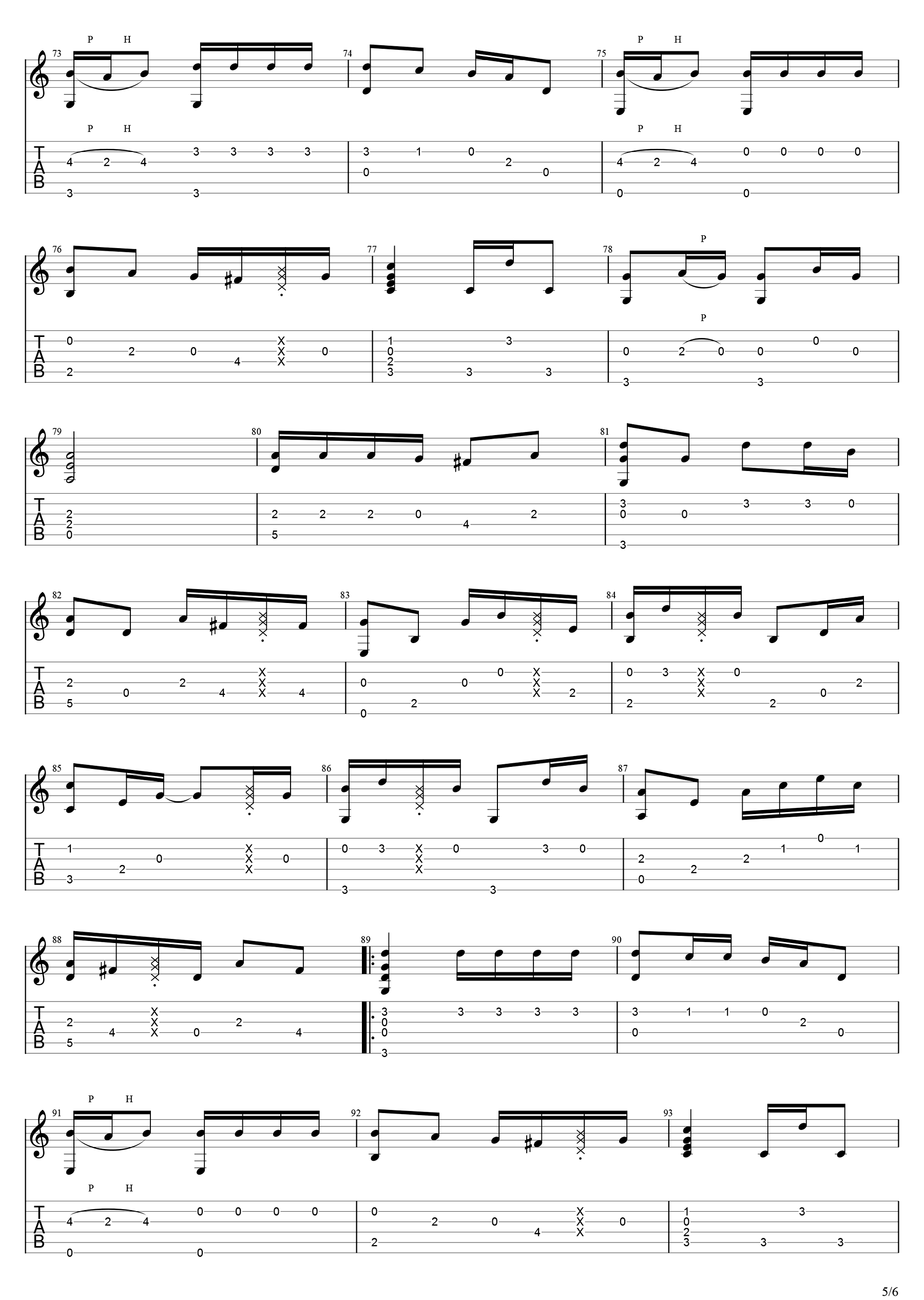 清新的小女孩指弹吉他谱预览图