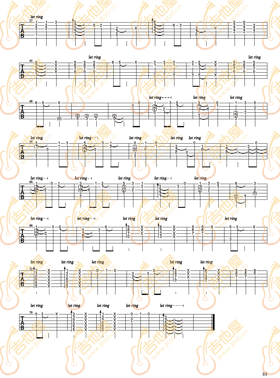 加勒比海盗指弹吉他谱预览图