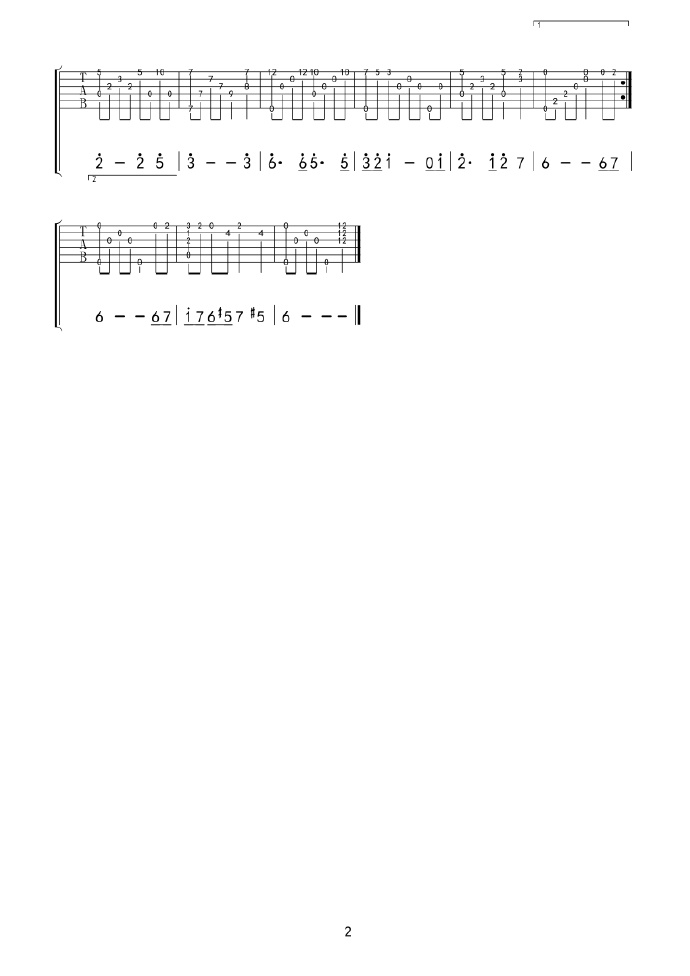 天空之城指弹吉他谱预览图