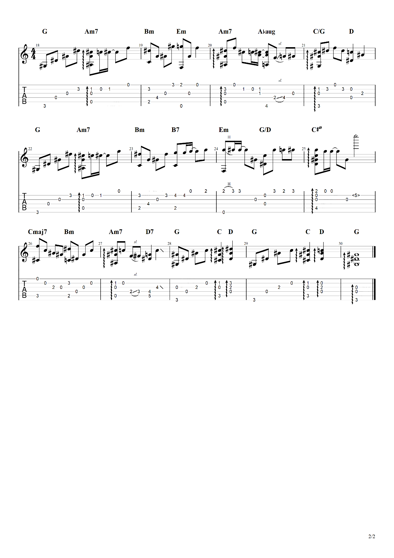 I-Believe指弹吉他谱预览图