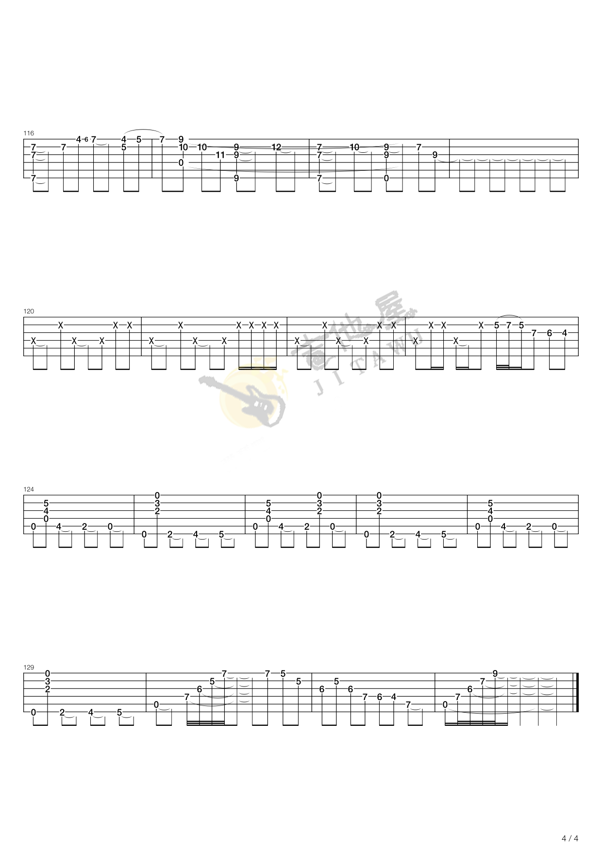 迷路指弹吉他谱预览图