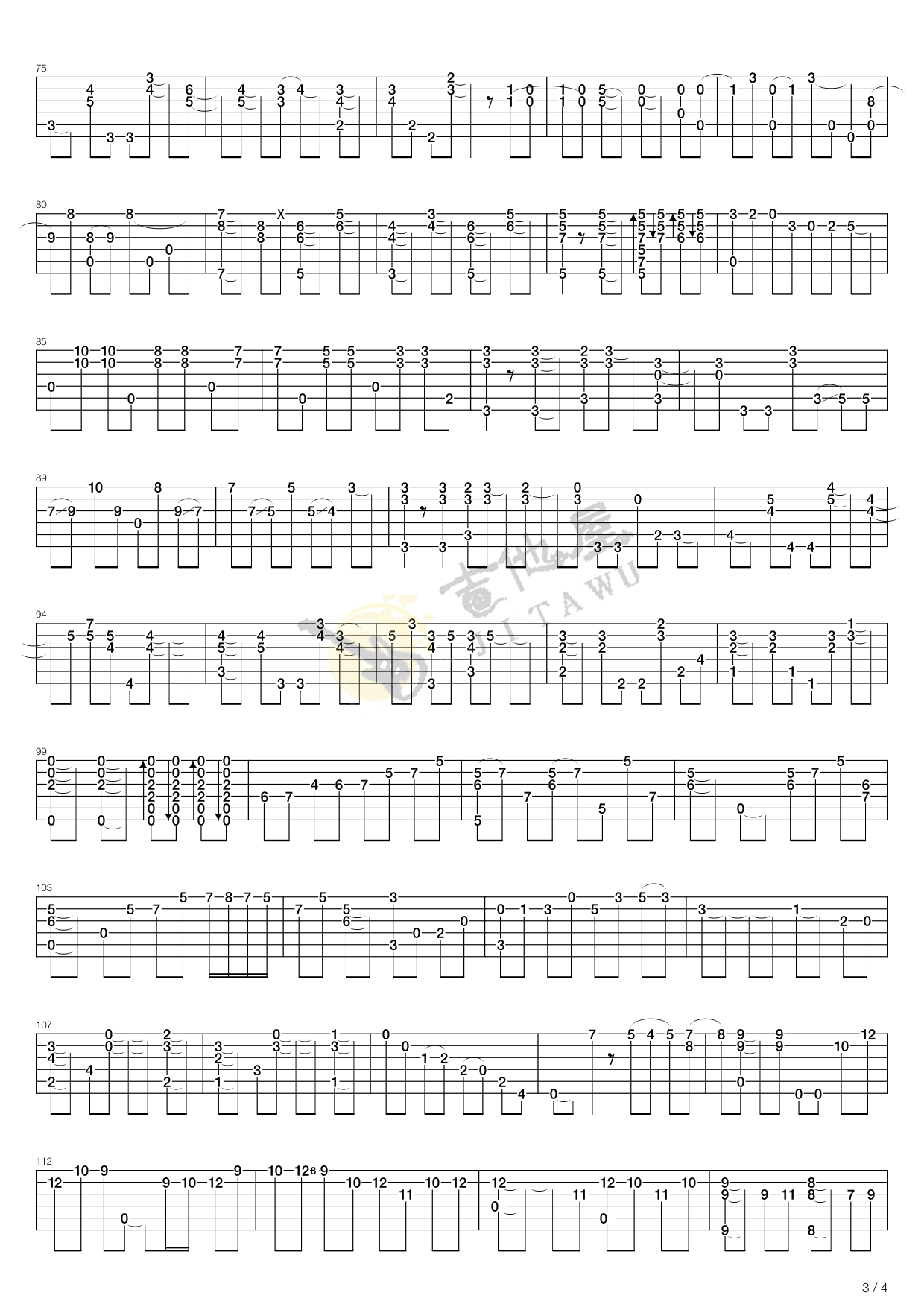迷路指弹吉他谱预览图