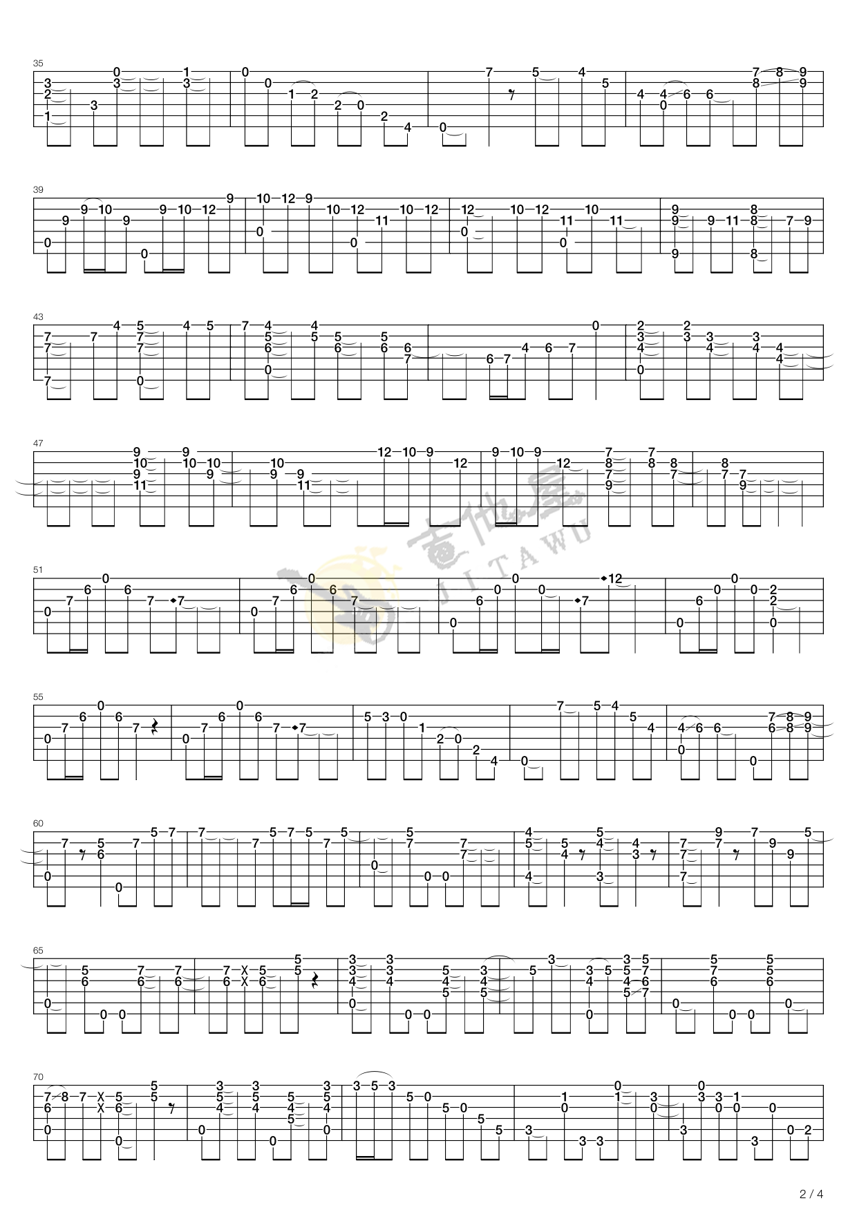 迷路指弹吉他谱预览图