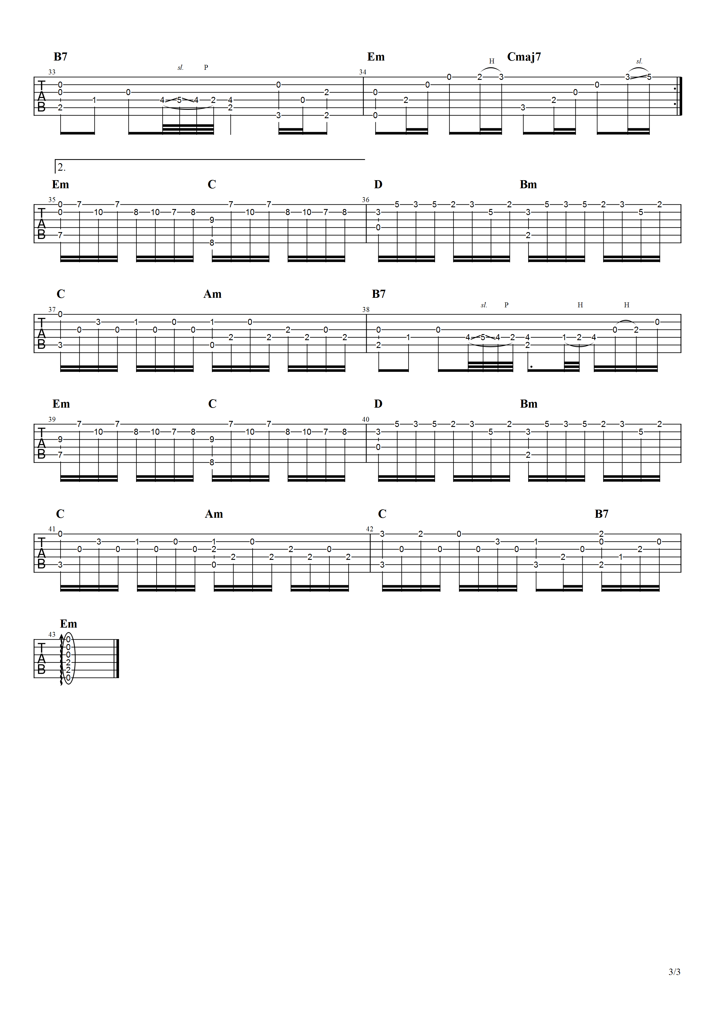 一千个伤心的理由指弹吉他谱预览图