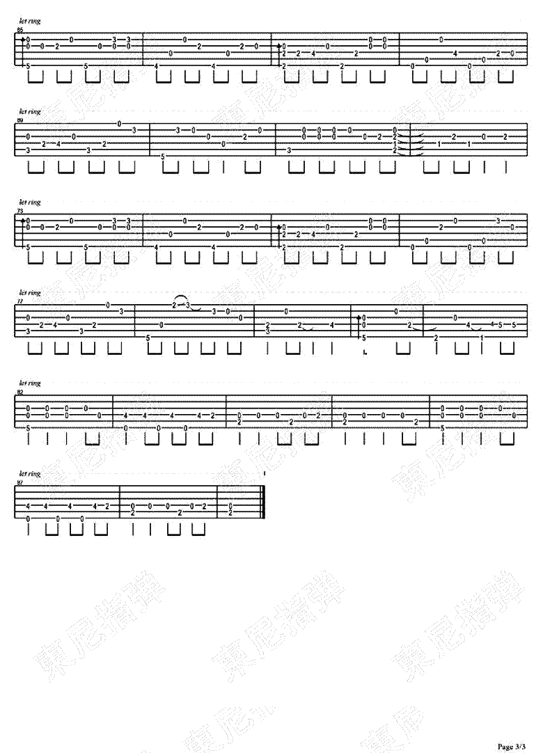 体面指弹吉他谱预览图