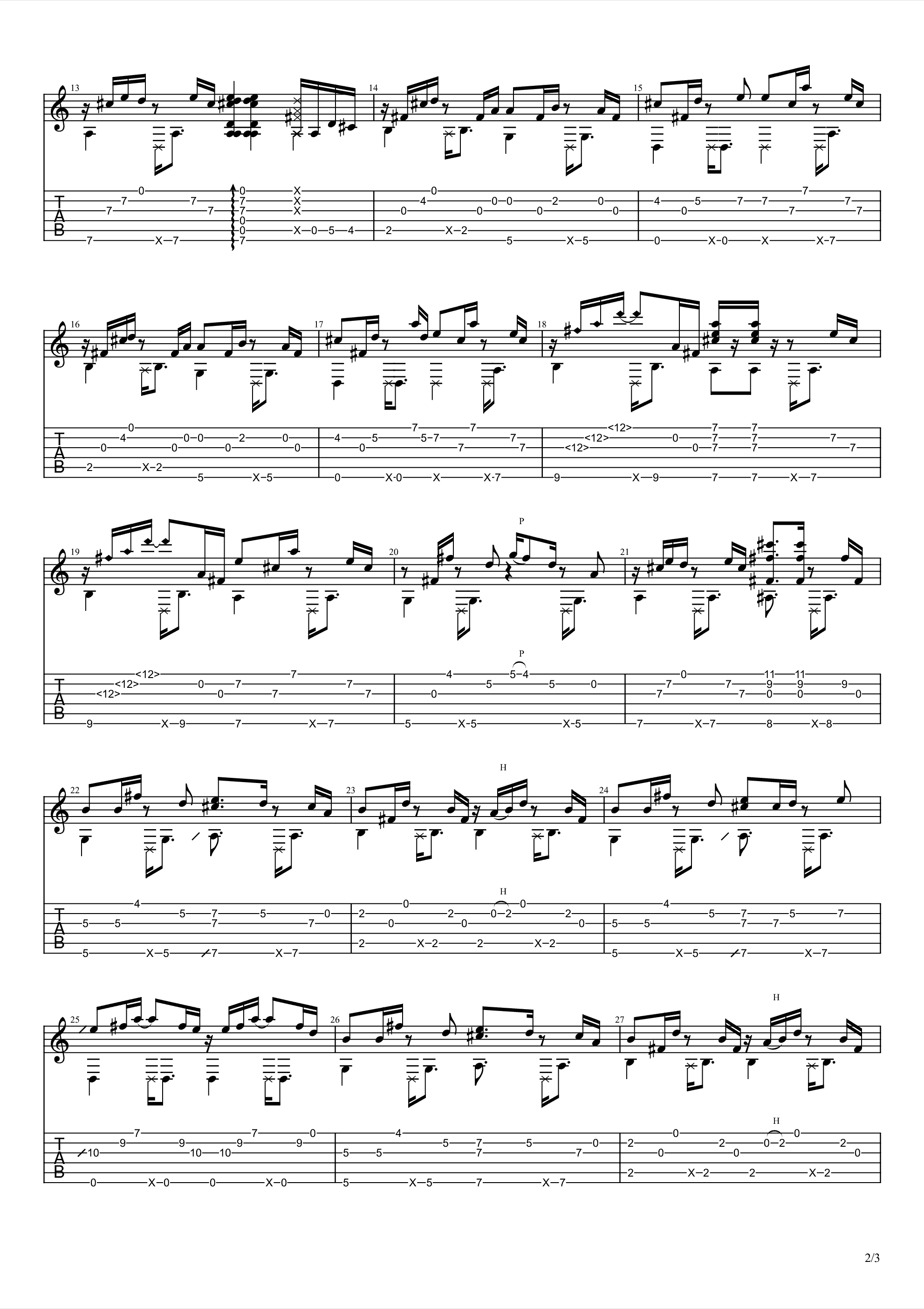 忆指弹吉他谱预览图