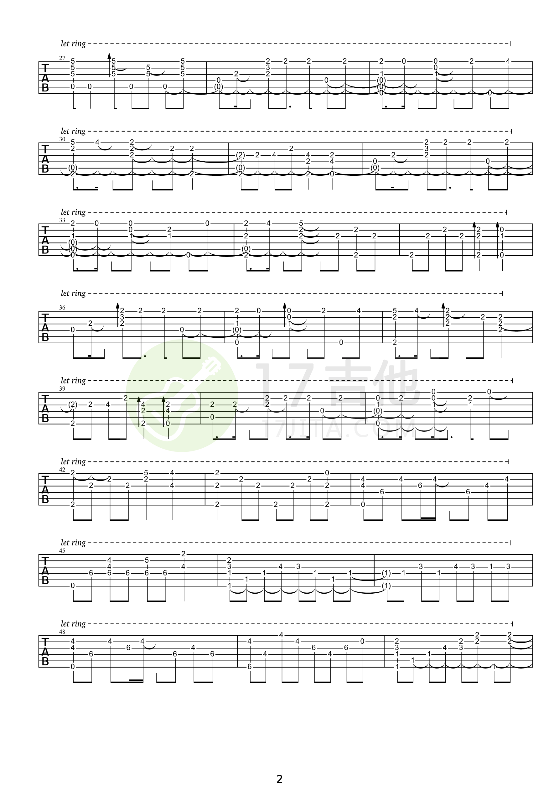 鸟之诗指弹吉他谱预览图
