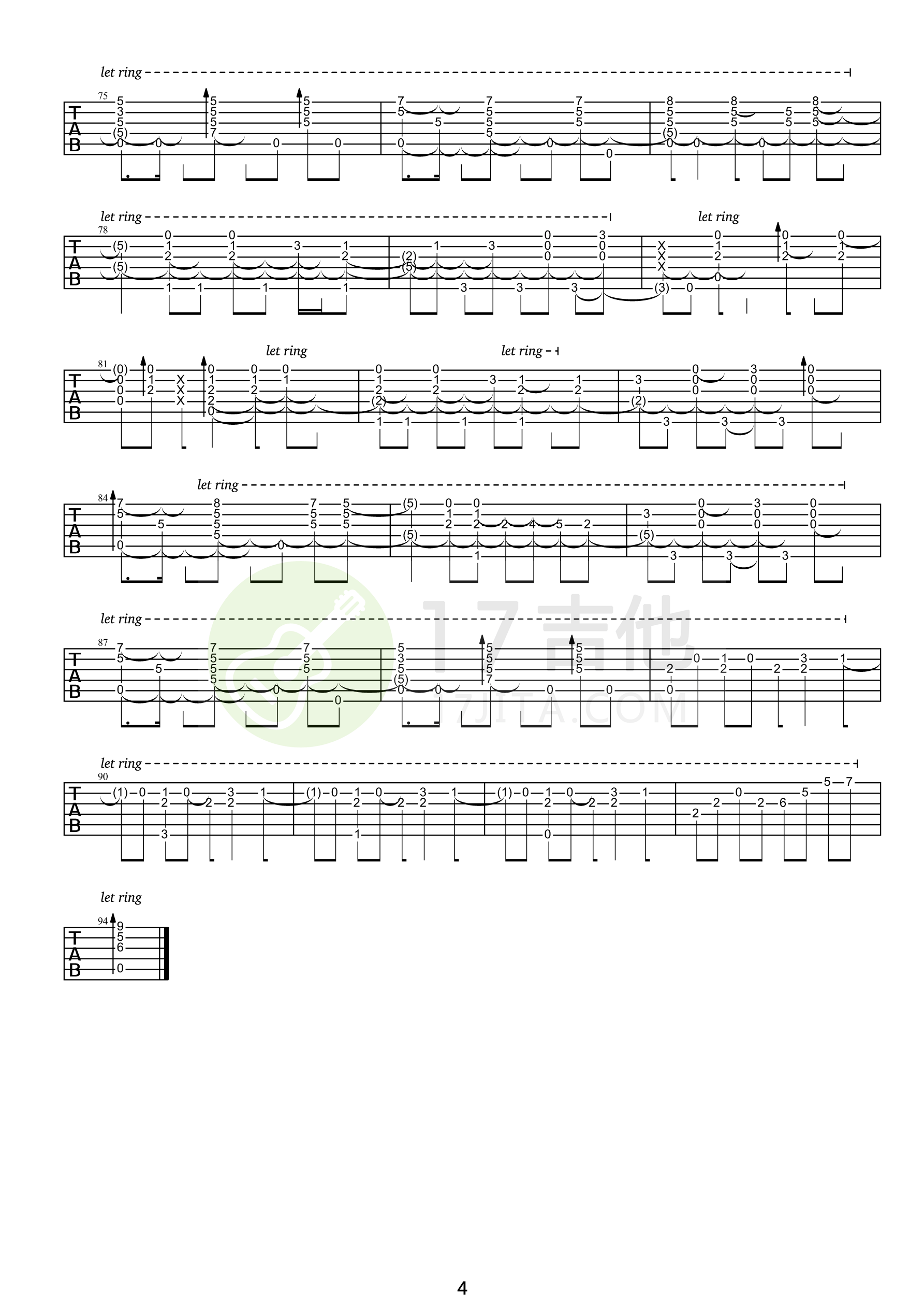 鸟之诗指弹吉他谱预览图