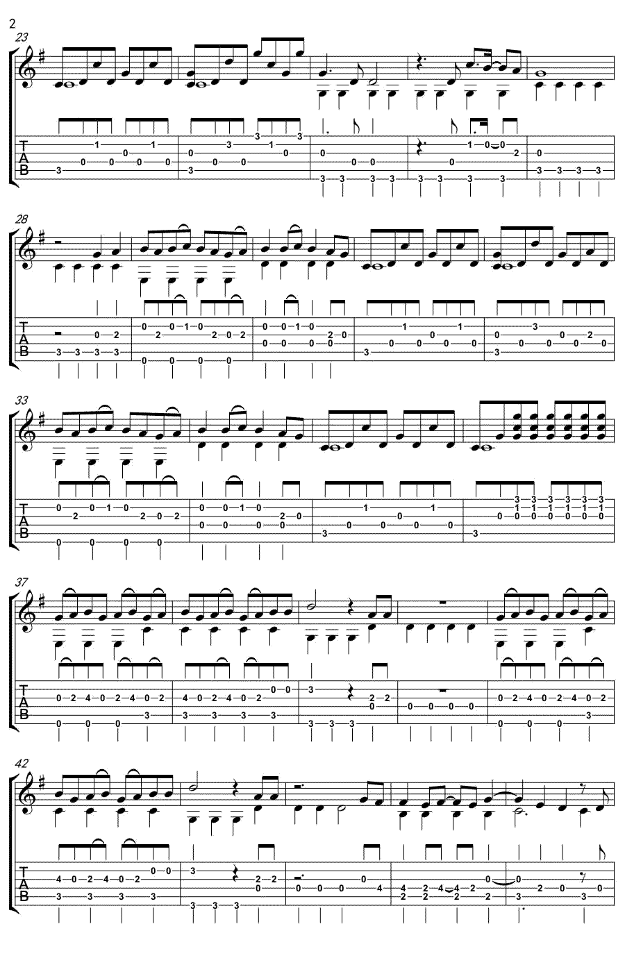 前前前世指弹吉他谱预览图